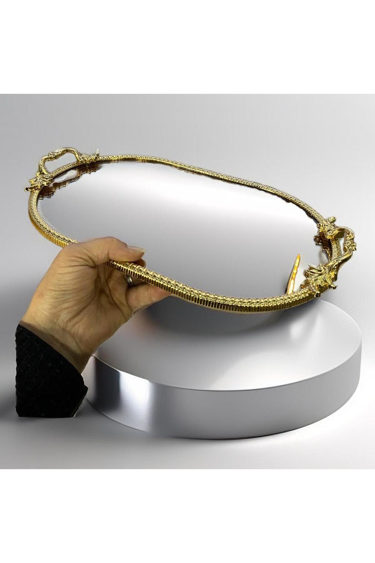 Çırağan Ayaksız Aynalı Oval Sunum Tepsisi 35cm