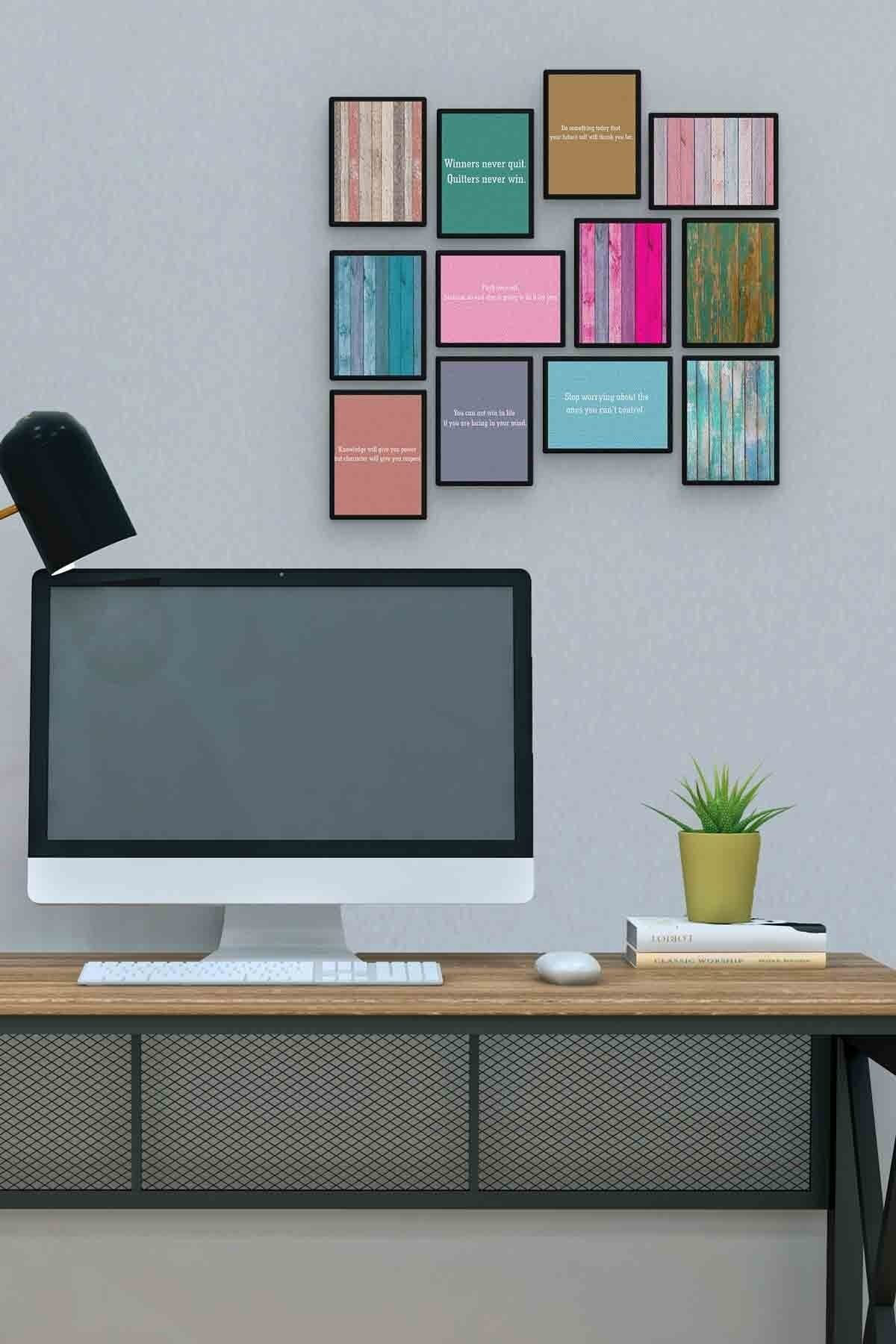 Çit Ve Yazı 12 Parça Mdf (ahşap) Tablo Ofis Boyu 