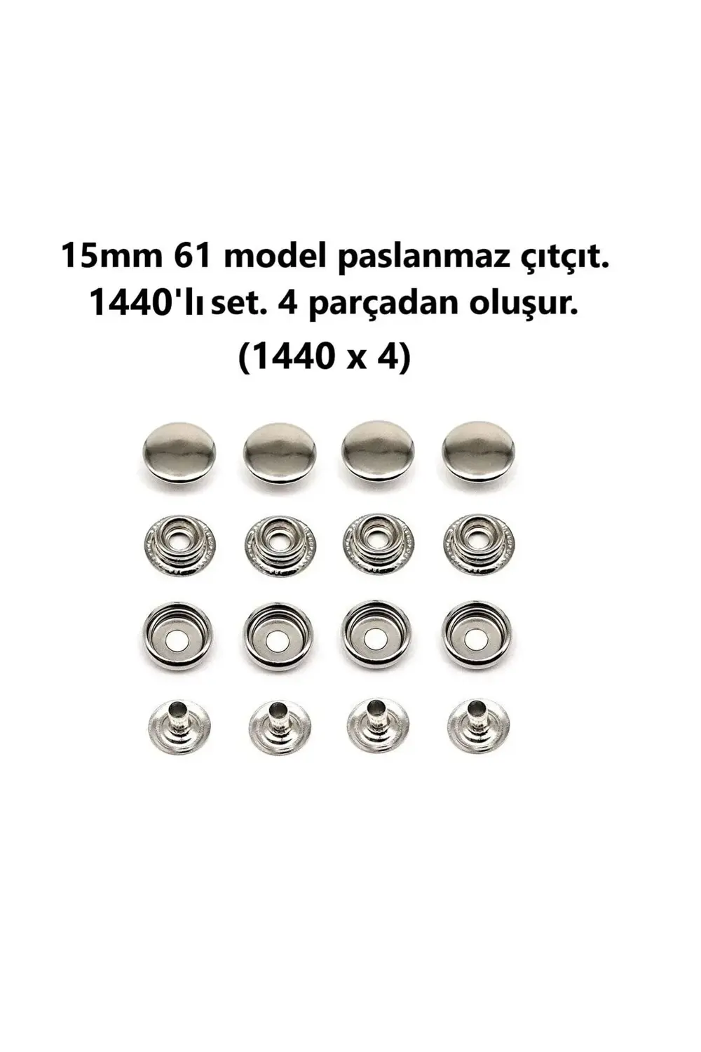 Çıtçıt Makinesi, 1440 Adet 15mm Paslanmaz Mont Çıtçıt, Kalıplarıy