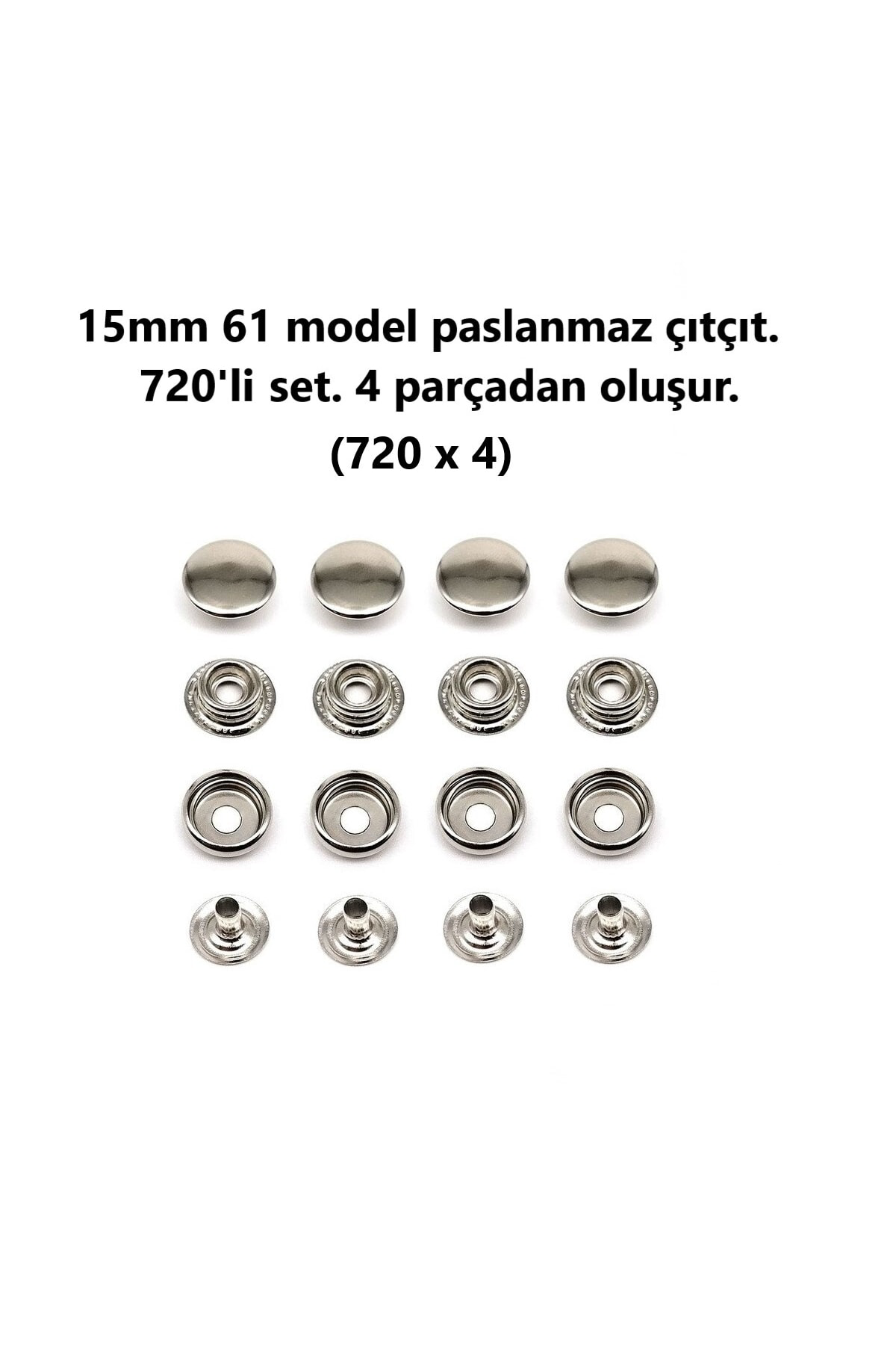 Tuhafiyecimiz Çıtçıt Makinesi, 720 Adet 15Mm Paslanmaz Mont Çıtçıt, Kalıplarıyl