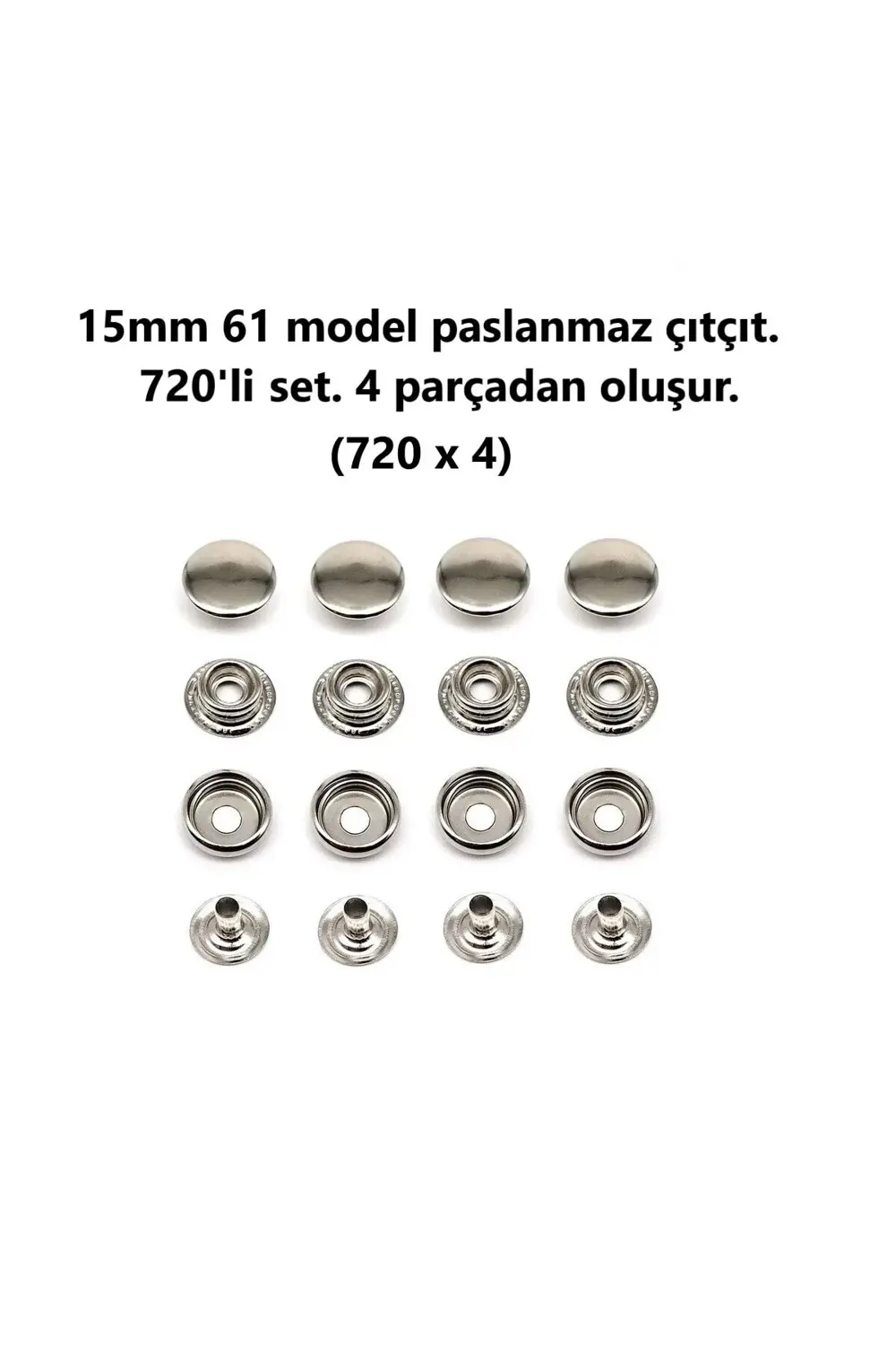 Tuhafiyecimiz Çıtçıt Makinesi, 720 Adet 15Mm Paslanmaz Mont Çıtçıt, Kalıplarıyl