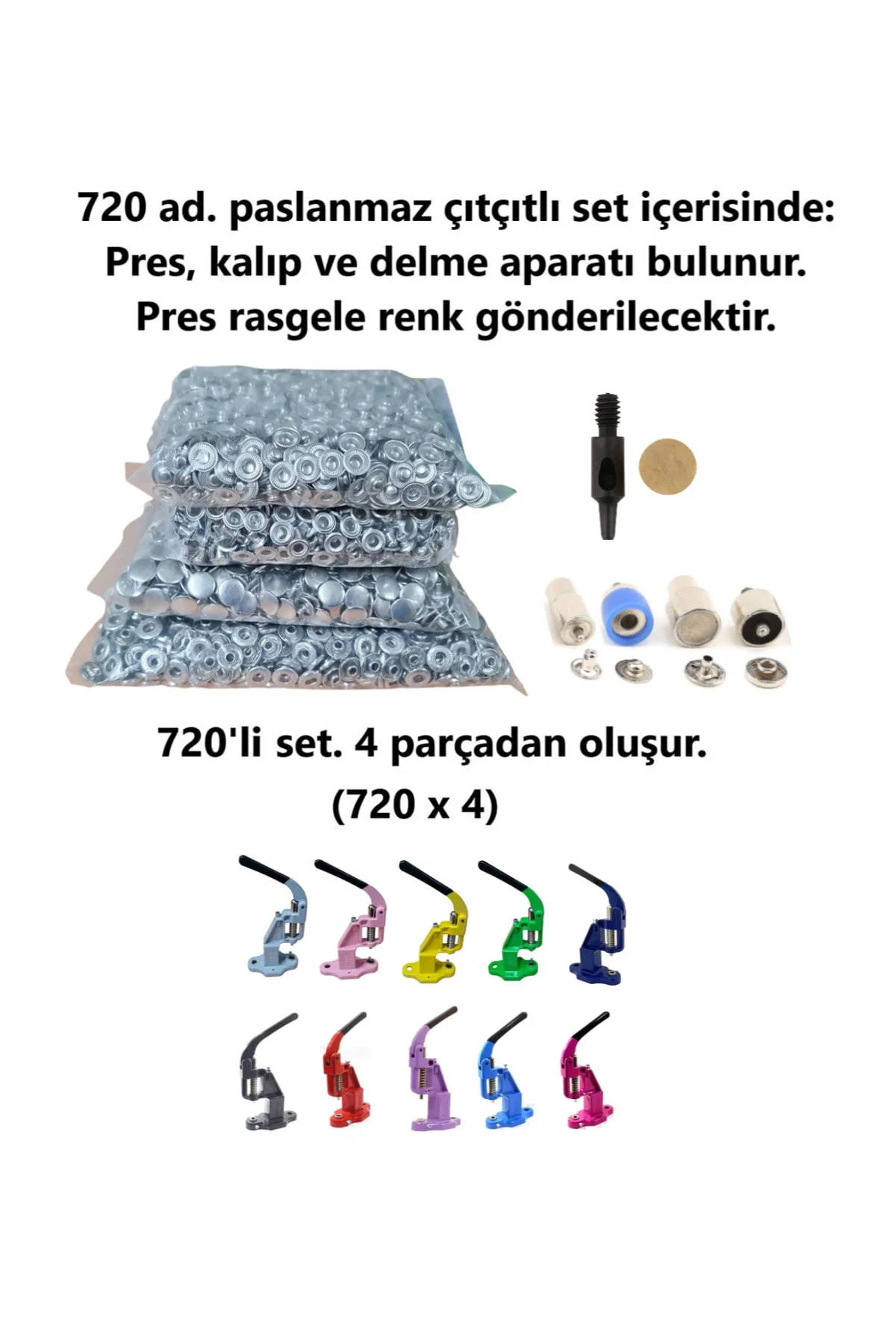 Çıtçıt Makinesi, (nikel) 720 Adet 15mm Paslanmaz Alfa Çıtçıt, Kal