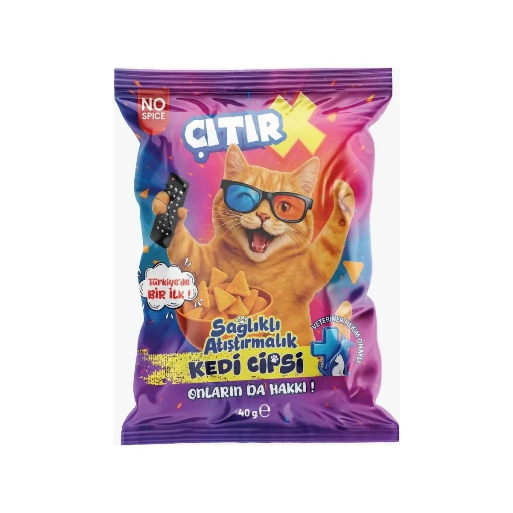 Çıtır X Kedi Cipsi Somon Etli Kedi Ödülü 40gr Çıtır X Kedi Cipsi Somon Etli Kedi Ödülü 40gr