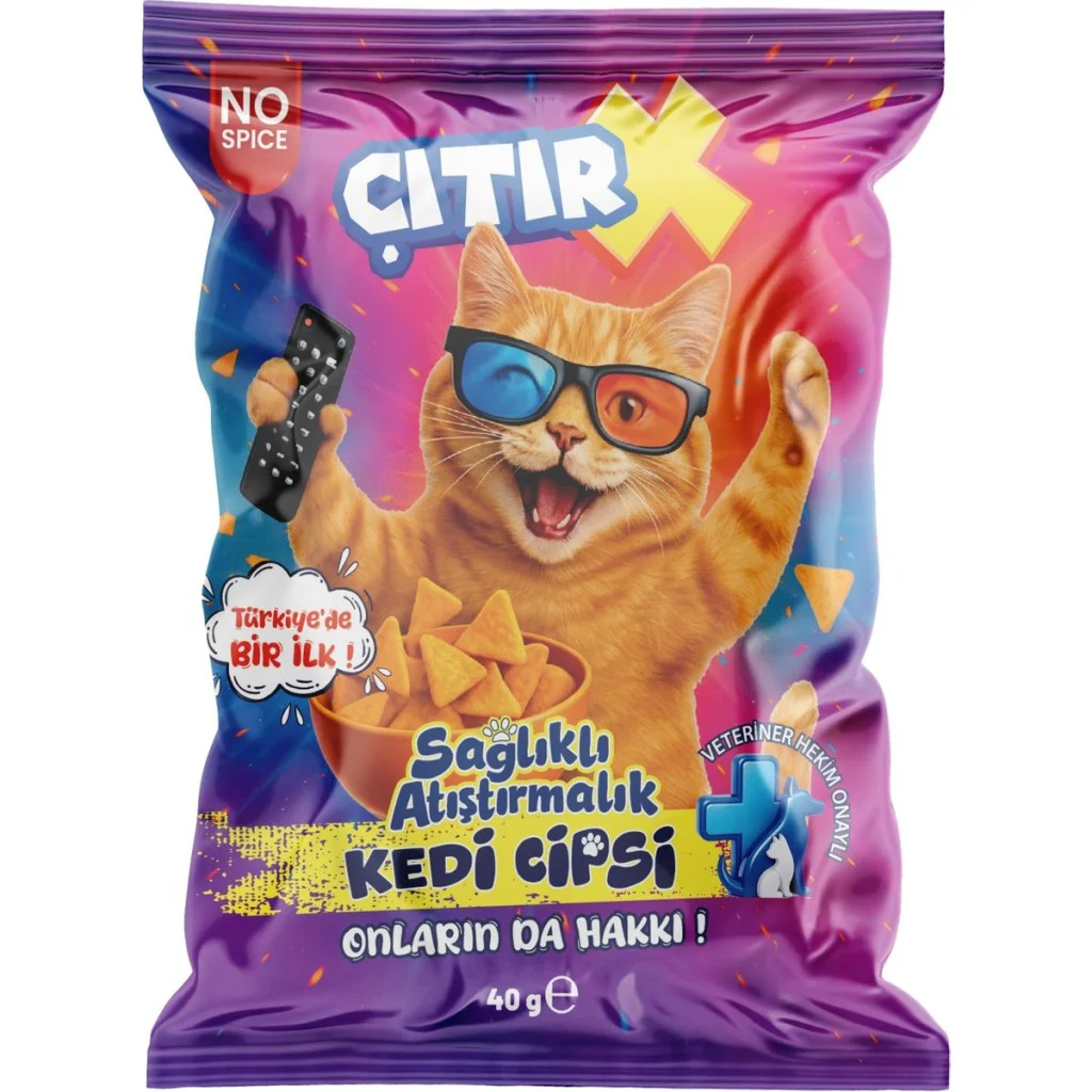 Çıtır X Kedi Cipsi Somon Etli Kedi Ödülü 40gr Çıtır X Kedi Cipsi Somon Etli Kedi Ödülü 40gr