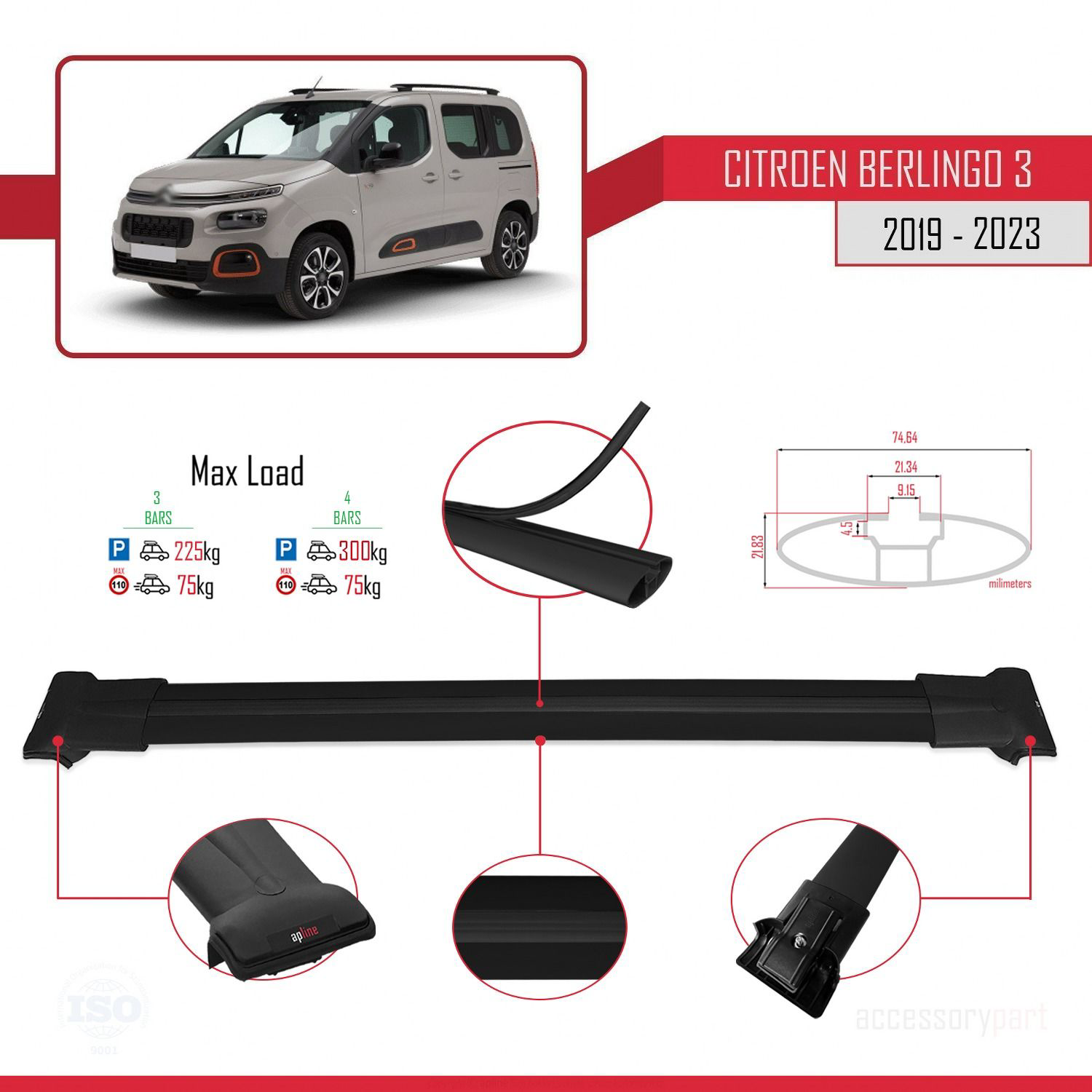Citroen Berlingo 3 2019-2023 Arası ile uyumlu FLY Model Ara Atkı 