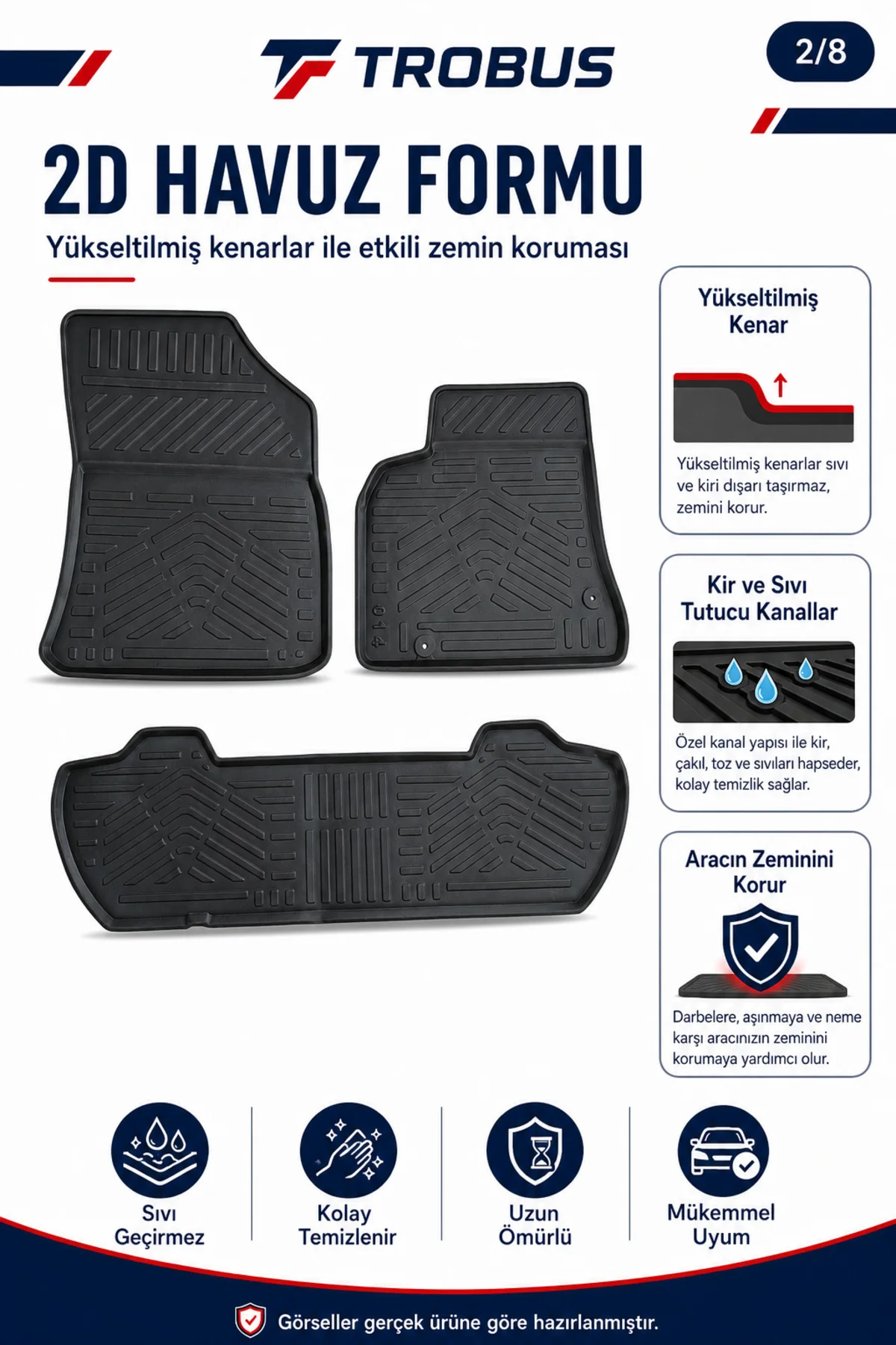 Citroen Berlingo 2008-2018 Dizel 2D Havuzlu Paspas