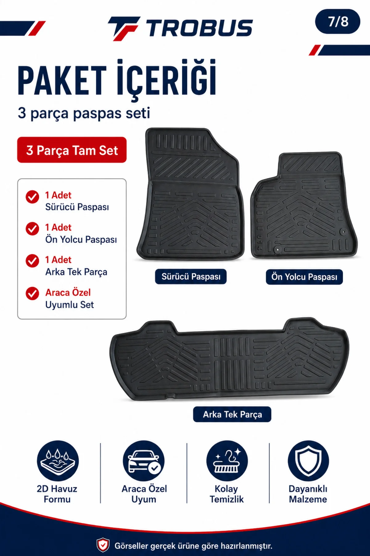 Citroen Berlingo 2008-2018 Dizel 2D Havuzlu Paspas