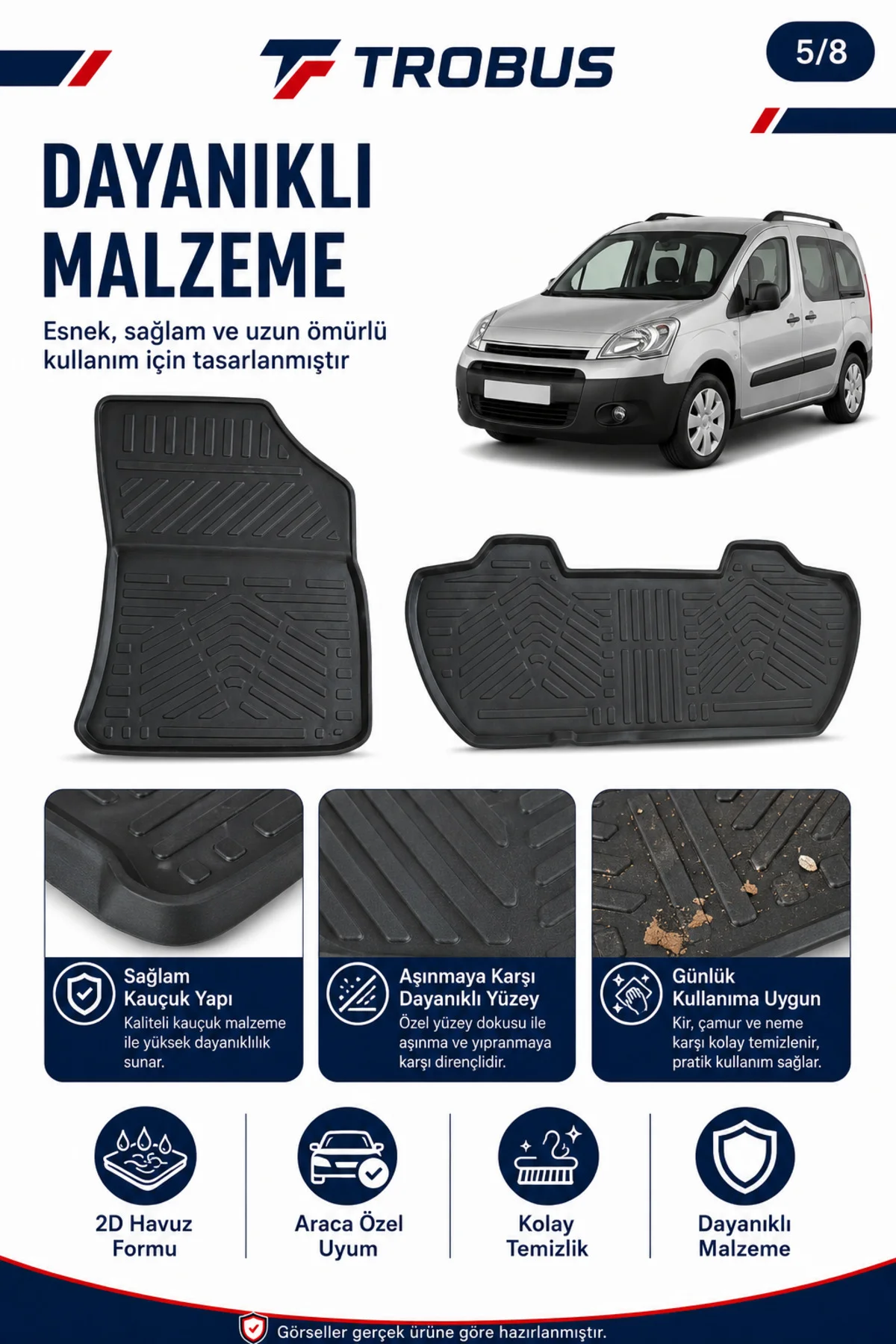 Citroen Berlingo 2008-2018 Dizel 2D Havuzlu Paspas