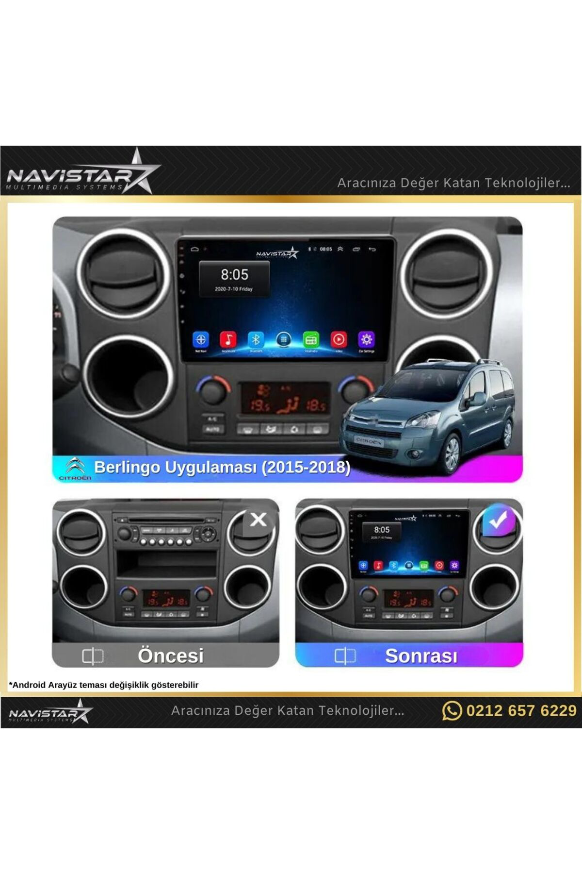 Citroen Berlingo 2015-2018 Model 2gb 64gb Android 13 Kablosuz Car