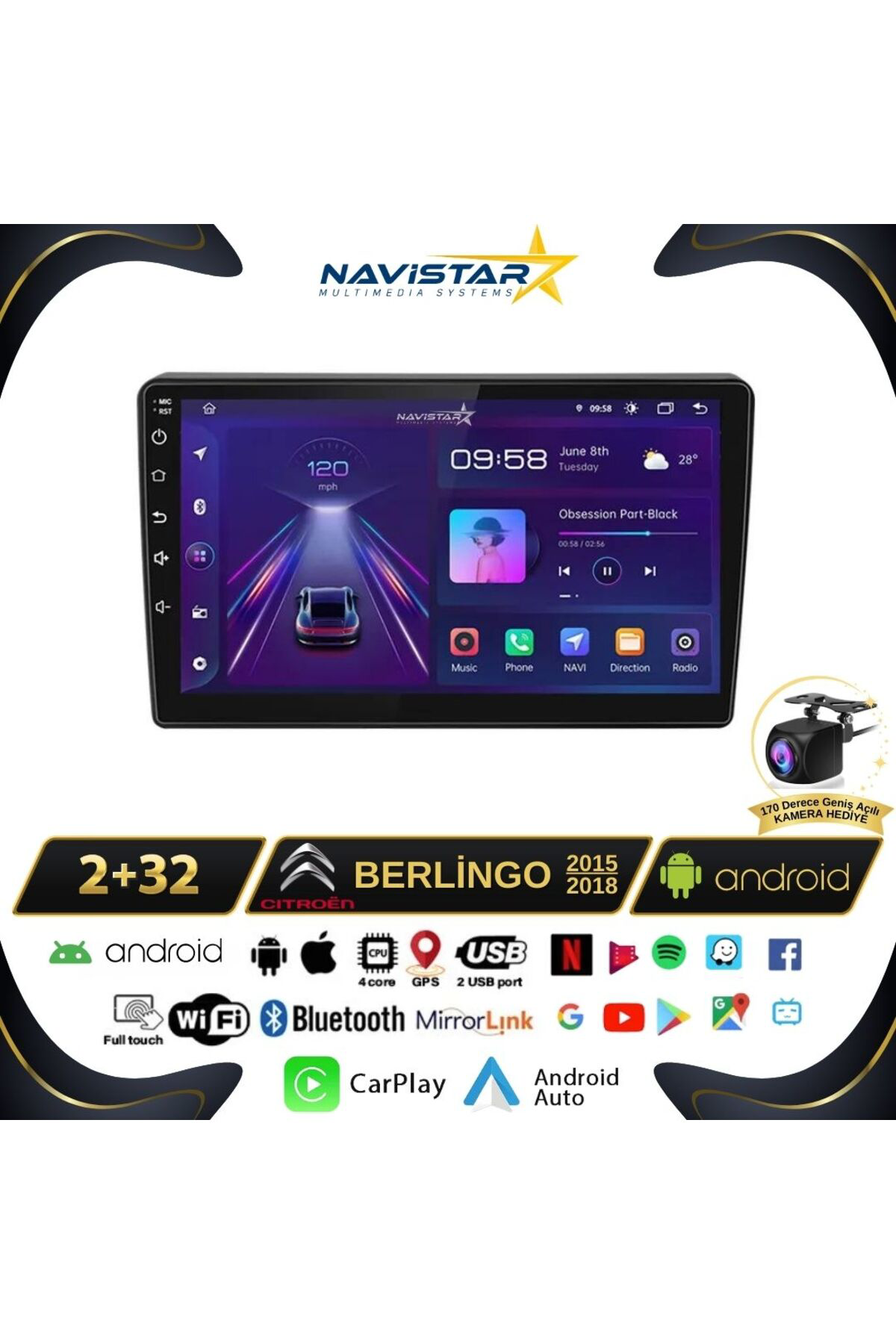 Citroen Berlingo 2015-2018 Model 2gb 64gb Android 13 Kablosuz Car