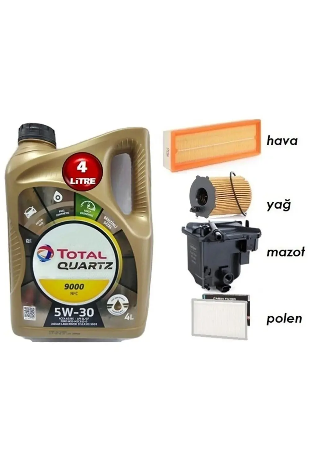 Citroen Berlingo 3 1.6 Dizel Euro4 Yağ Bakım 5li Set 5w30