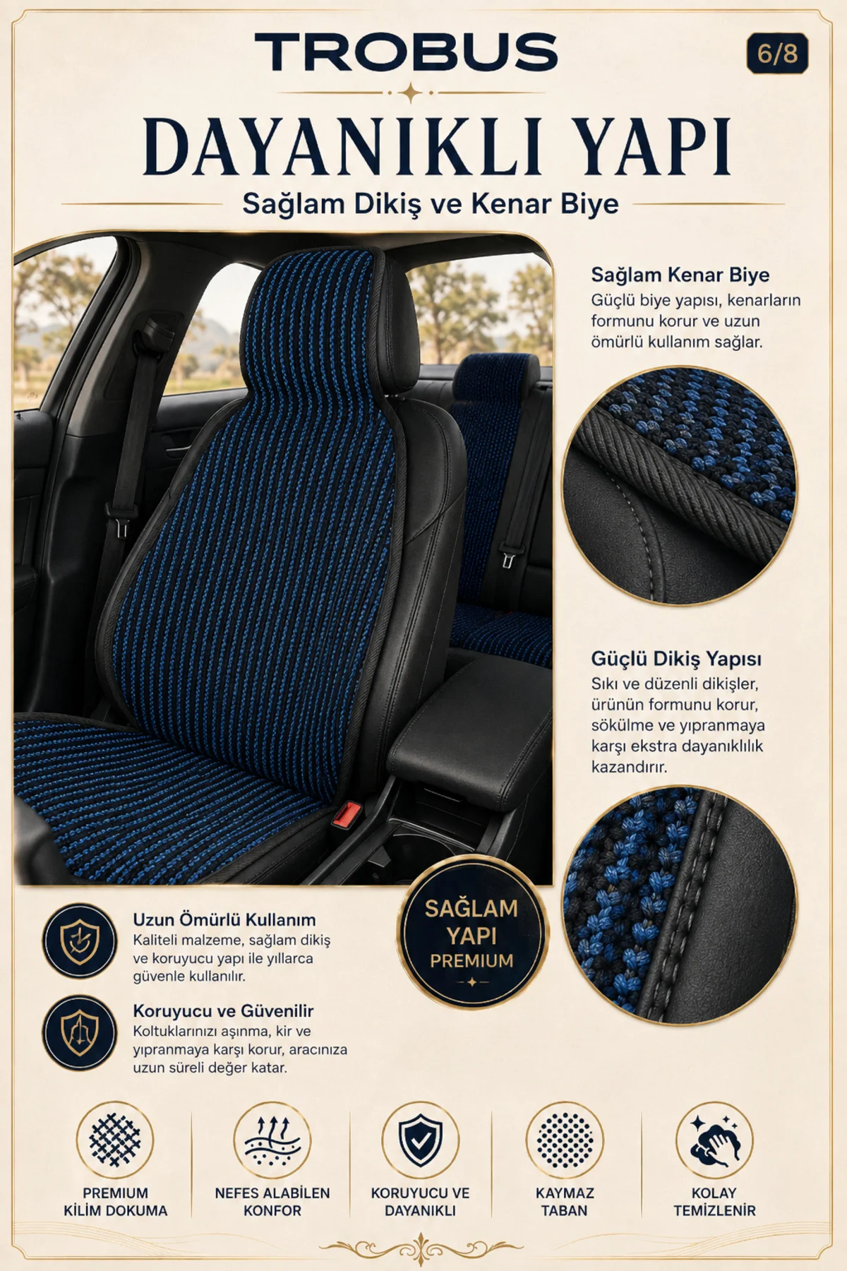 Citroen C-Elysée Access 2012-2017 Premium Örme 5 Parça Koltuk Minderi Siyah - Mavi Fiyatı, Yorumları ve Özellikleri