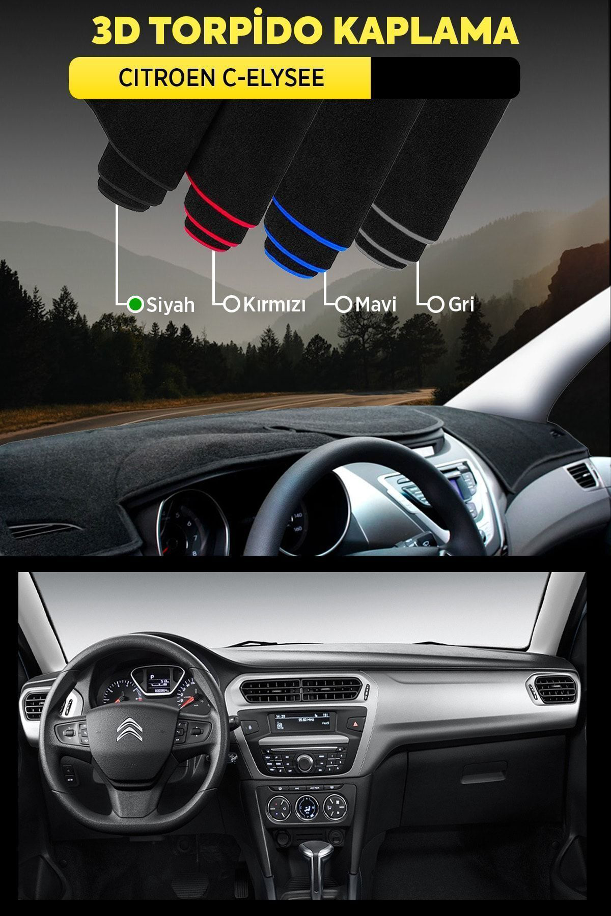 Cıtroen C-elysee 3d Torpido Koruma Kılıfı - Ön Göğüs Kaplama - Si