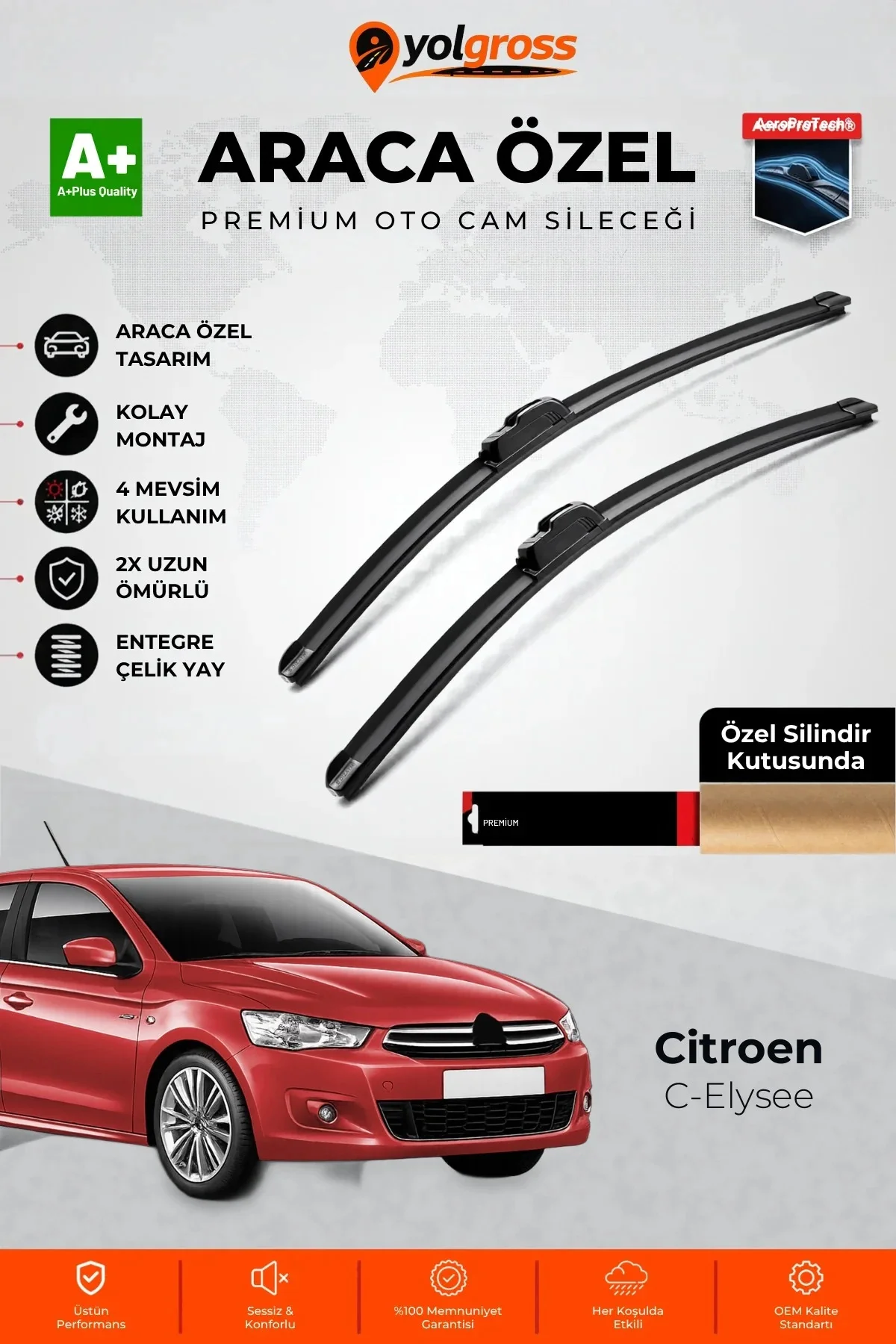 Citroen C-Elysee Ön Cam Silecek Seti 2012 Üzeri Premium Araca Özel 60-40 Cm A+ Kalite Citroen C-Elysee Ön Cam Silecek Seti 2012 Üzeri Premium Araca Özel 60-40 Cm A+ Kalite