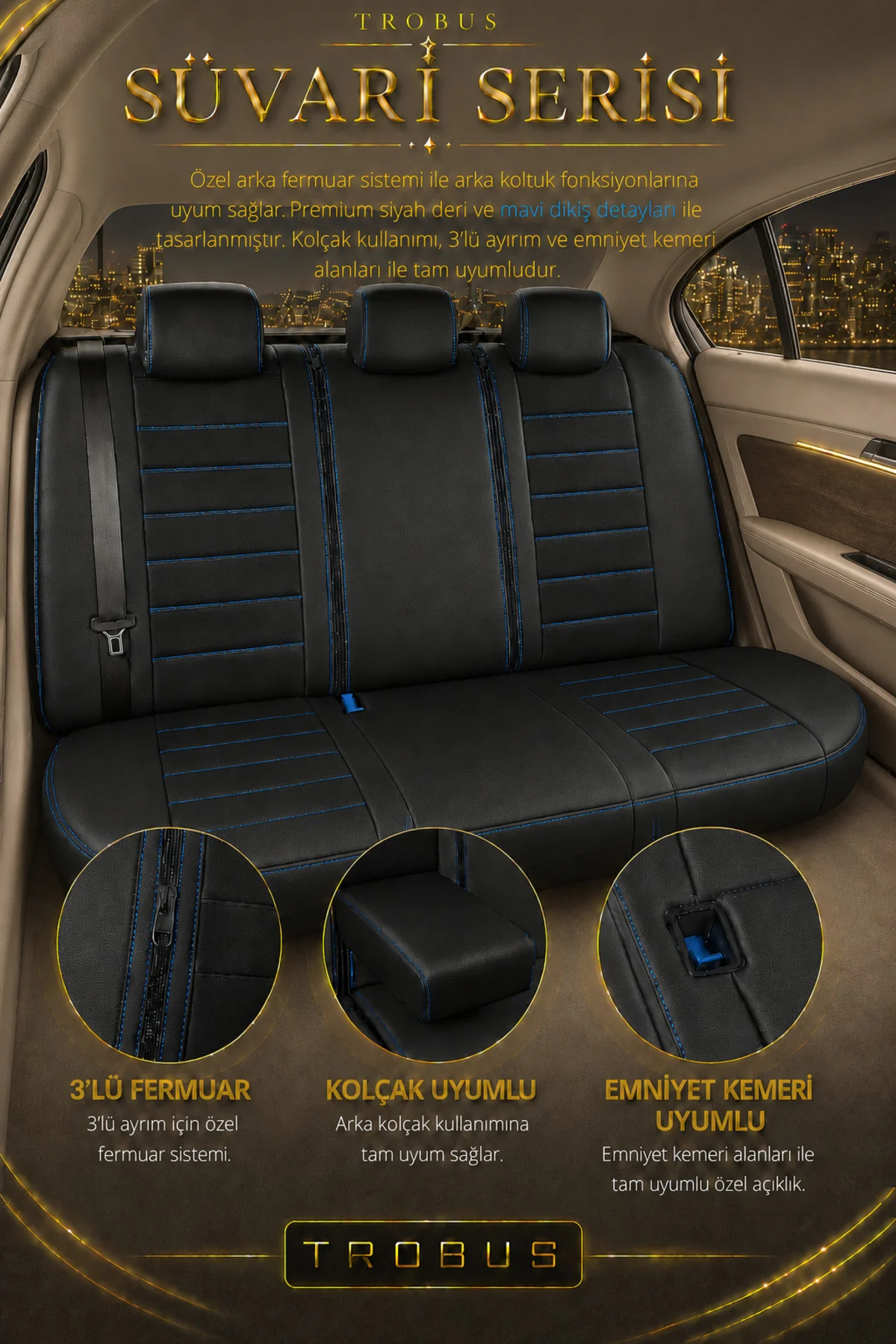 Citroen C1 2005-2014 Uyumlu Süvari Serisi Tay Tüyü Siyah Mavi Premium Koltuk Kılıfı Fiyatı, Yorumları ve Özellikleri