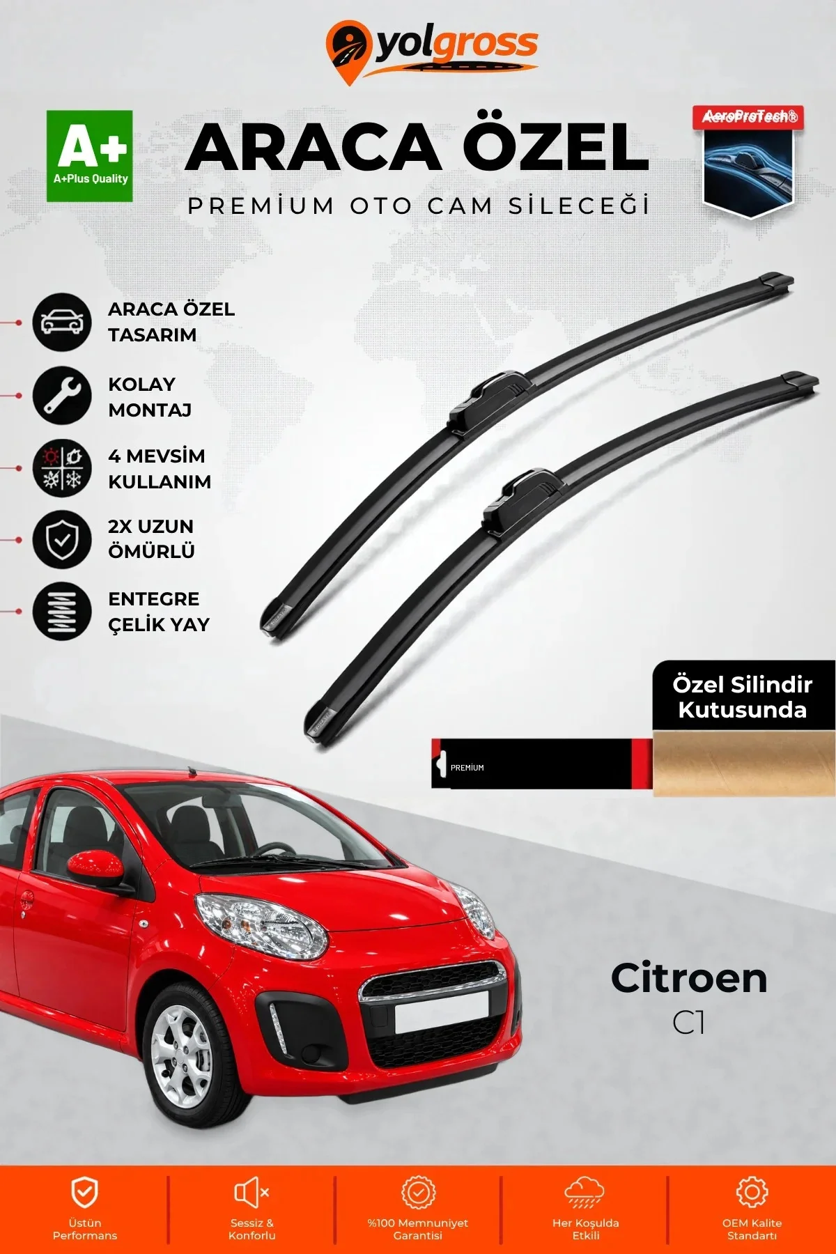 Citroen C1 Ön Cam Silecek Seti 2014 Üzeri Premium Araca Özel 65 Cm A+ Kalite Citroen C1 Ön Cam Silecek Seti 2014 Üzeri Premium Araca Özel 65 Cm A+ Kalite