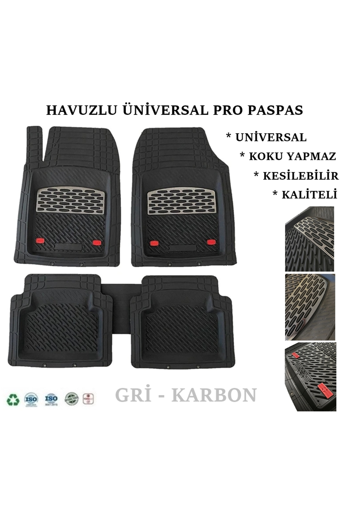 Zeyno Ticaret Citroen C3 2003 Uyumlu Derin Havuzlu Üniversal Pro Paspas Siyah -