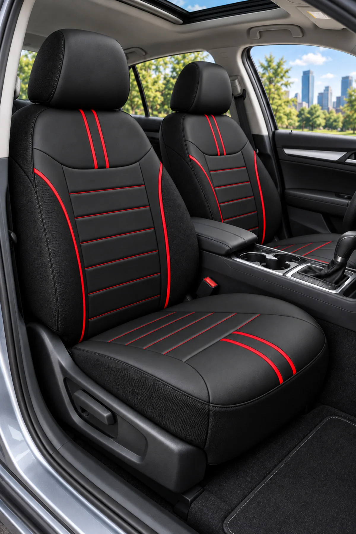 Citroen C3 2009 ve Sonrası Uyumlu Colorline Sport Deri Siyah - Kırmızı Koltuk Kılıfı Citroen C3 2009 ve Sonrası Uyumlu Colorline Sport Deri Siyah - Kırmızı Koltuk Kılıfı