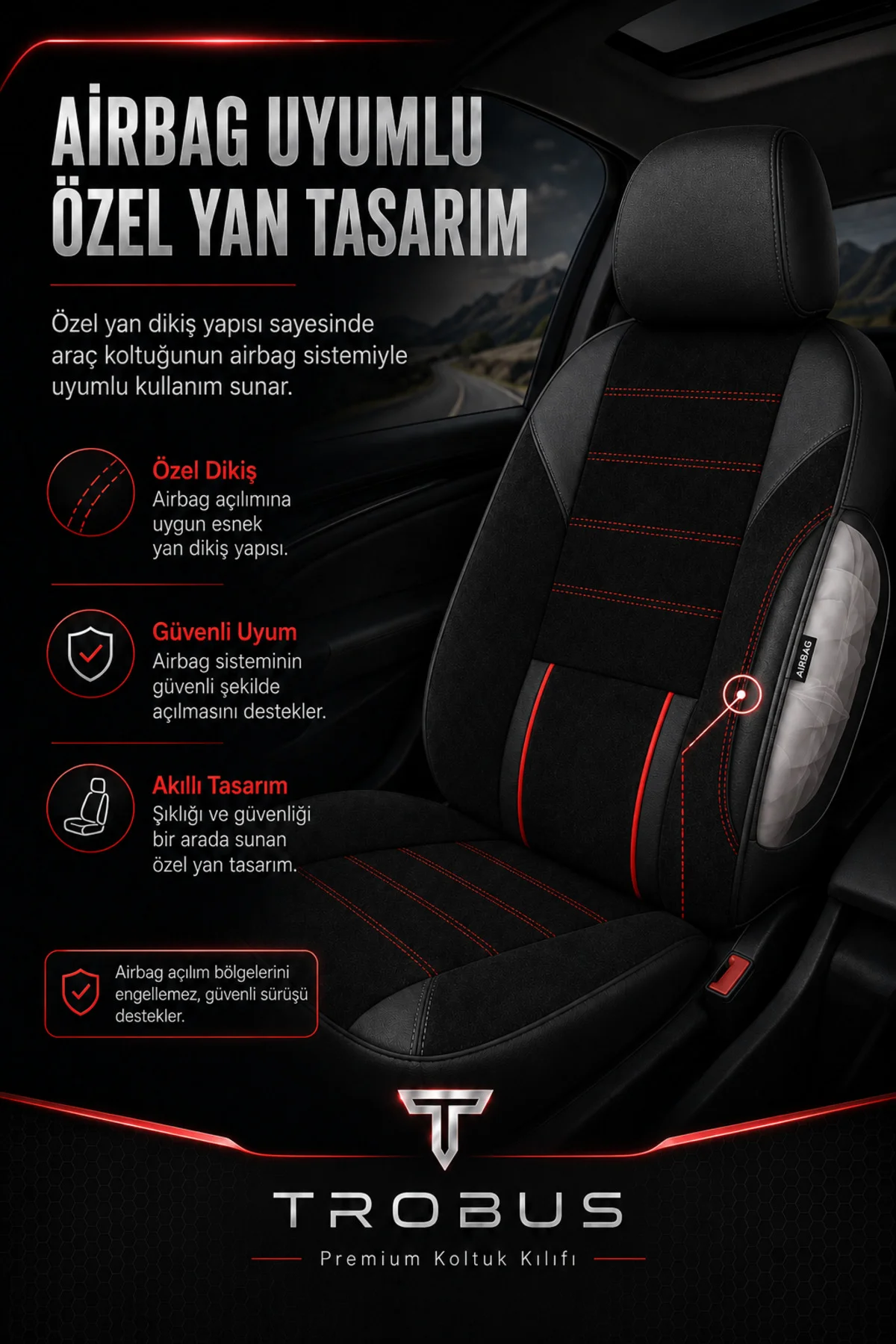 Citroen C3 Aircross 2017+ Uyumlu Nova Serisi Tay Tüyü Bel Destekli Siyah Kırmızı Fiyatı, Yorumları ve Özellikleri