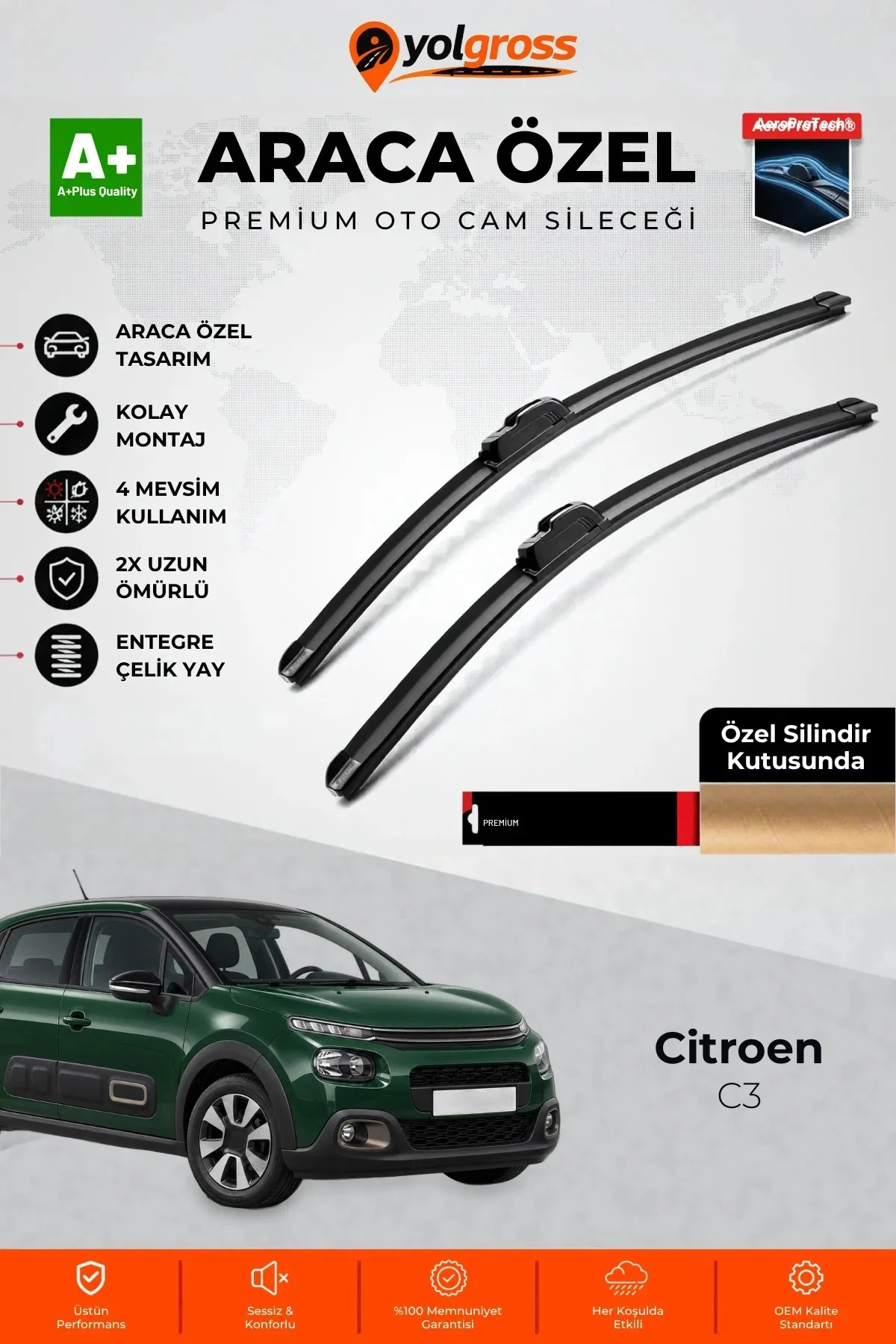 Citroen C3 Ön Cam Silecek Seti 2016 Üzeri Premium Araca Özel 65-40 Cm A+ Kalite Citroen C3 Ön Cam Silecek Seti 2016 Üzeri Premium Araca Özel 65-40 Cm A+ Kalite