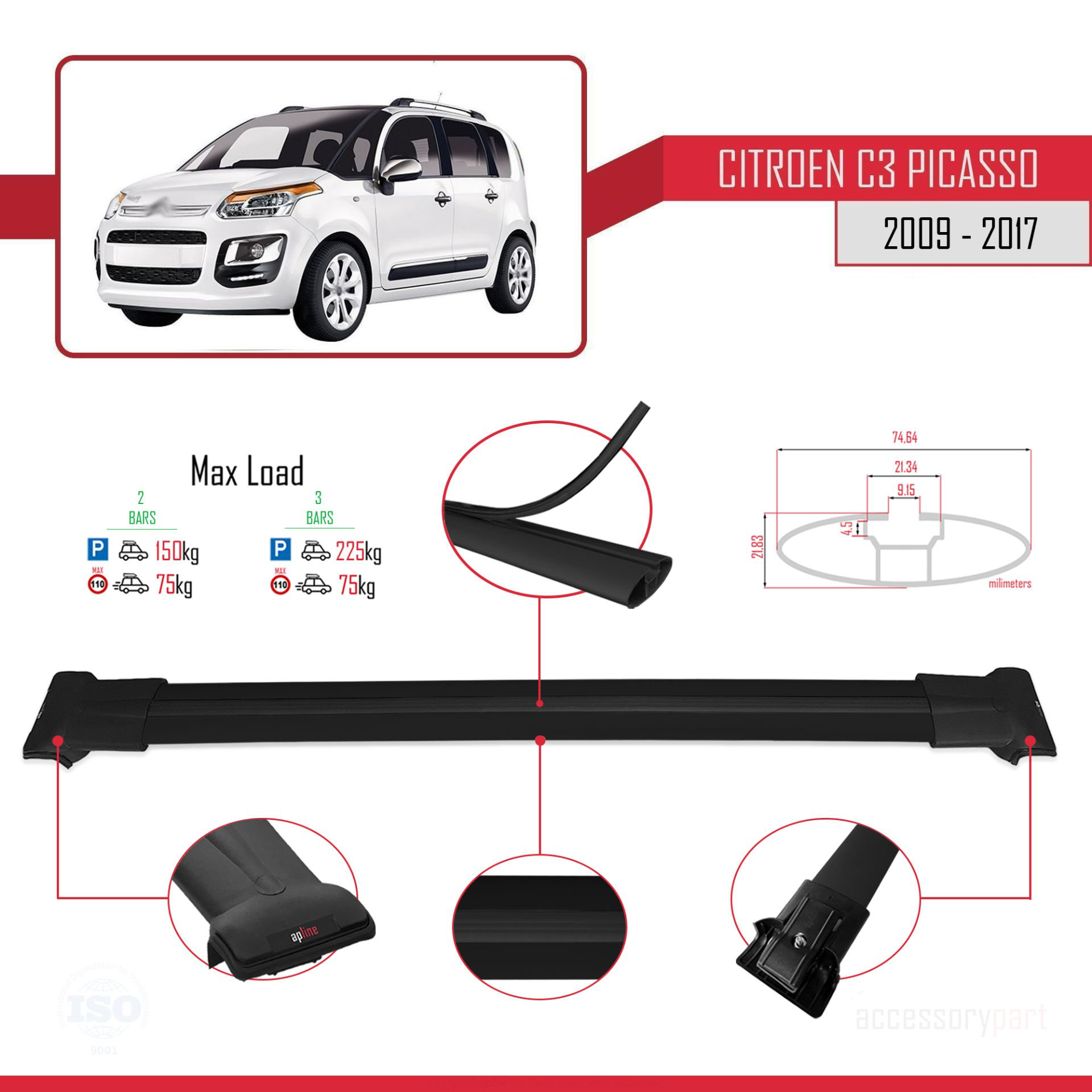 Citroen C3 Picasso 2009-2017 Arası ile Uyumlu FLY Model Ara Atkı 