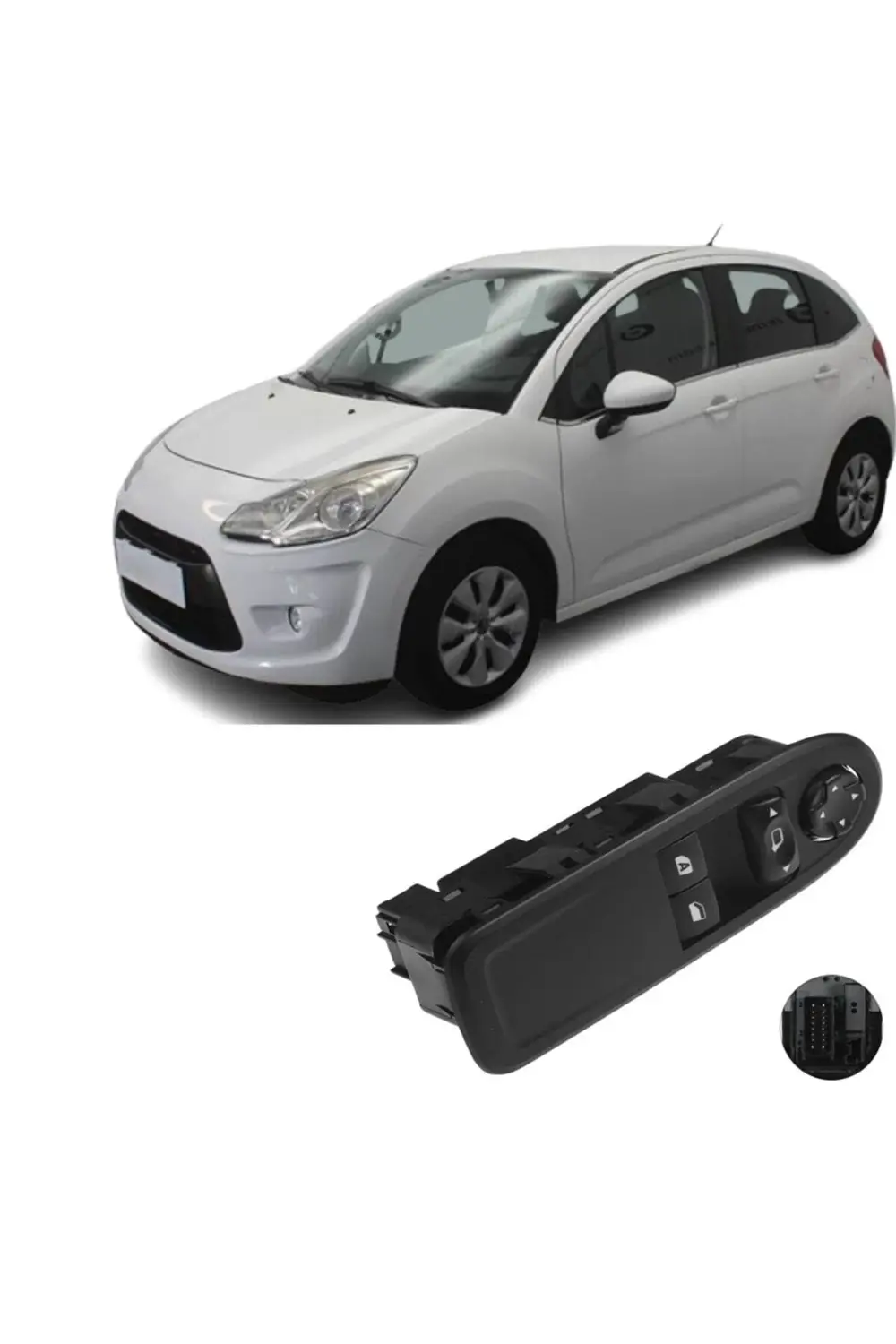Citroen C3 Sol Ön Çiftli Cam Düğmesi Anahtarı Tek Auto 2011--2014