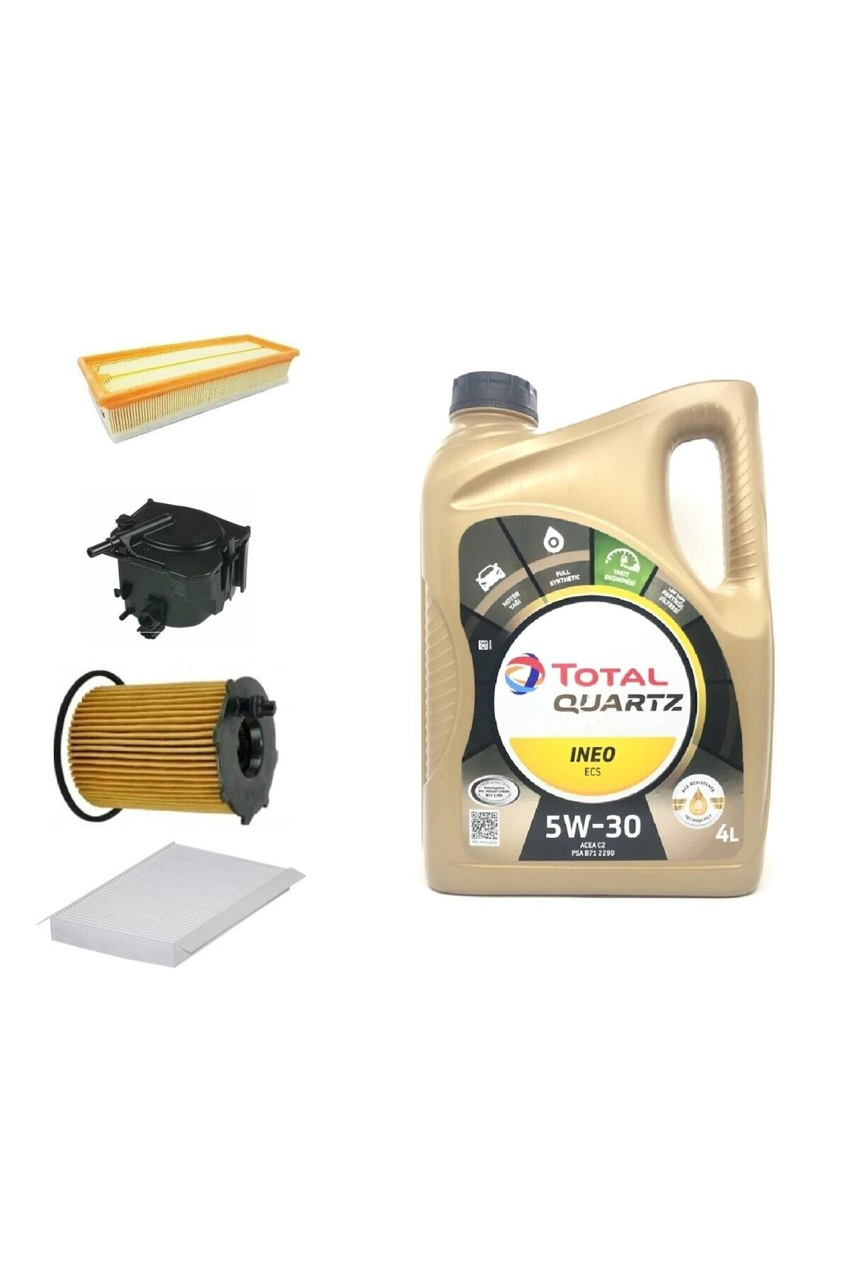 Total Citroen C4 1.6 Dizel Yağ Bakım Seti + Quartz İneo Ecs 5W-30 Parti