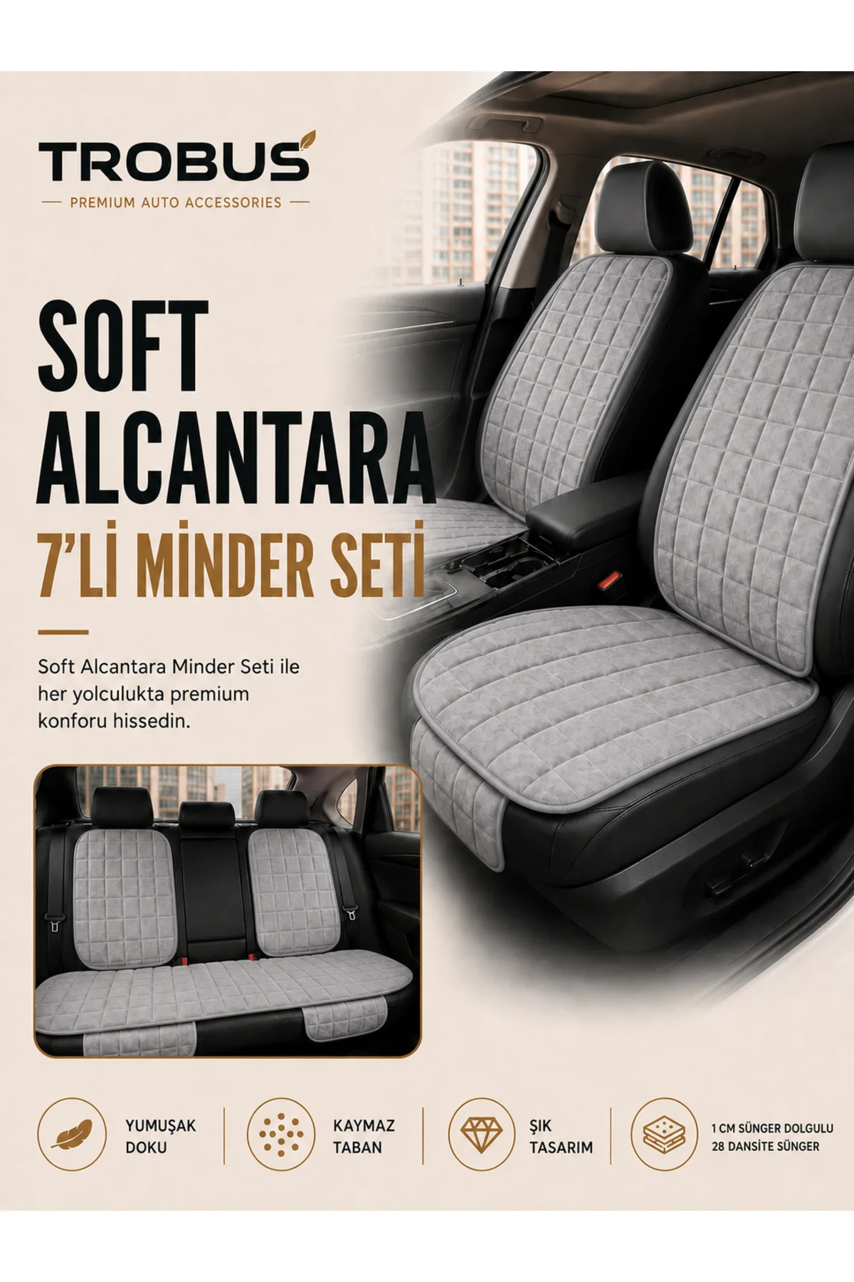 Citroen C4 2016-2020 Soft Alcantara 7'li Oto Koltuk Minderi Gri Fiyatı, Yorumları ve Özellikleri