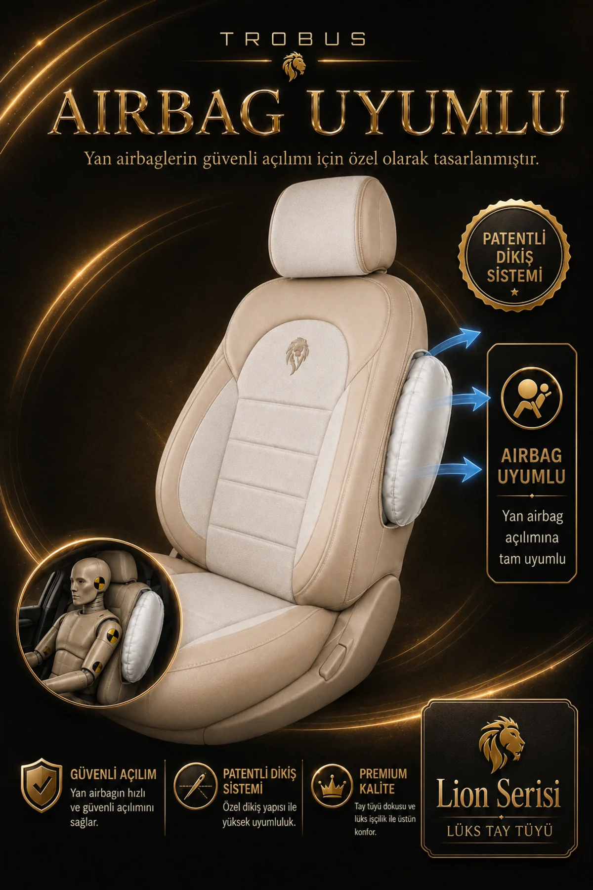 Citroen C4 Cactus 2016-2019 Uyumlu Lion Serisi Tay Tüyü Bej Premium Koltuk Kılıfı Fiyatı, Yorumları ve Özellikleri