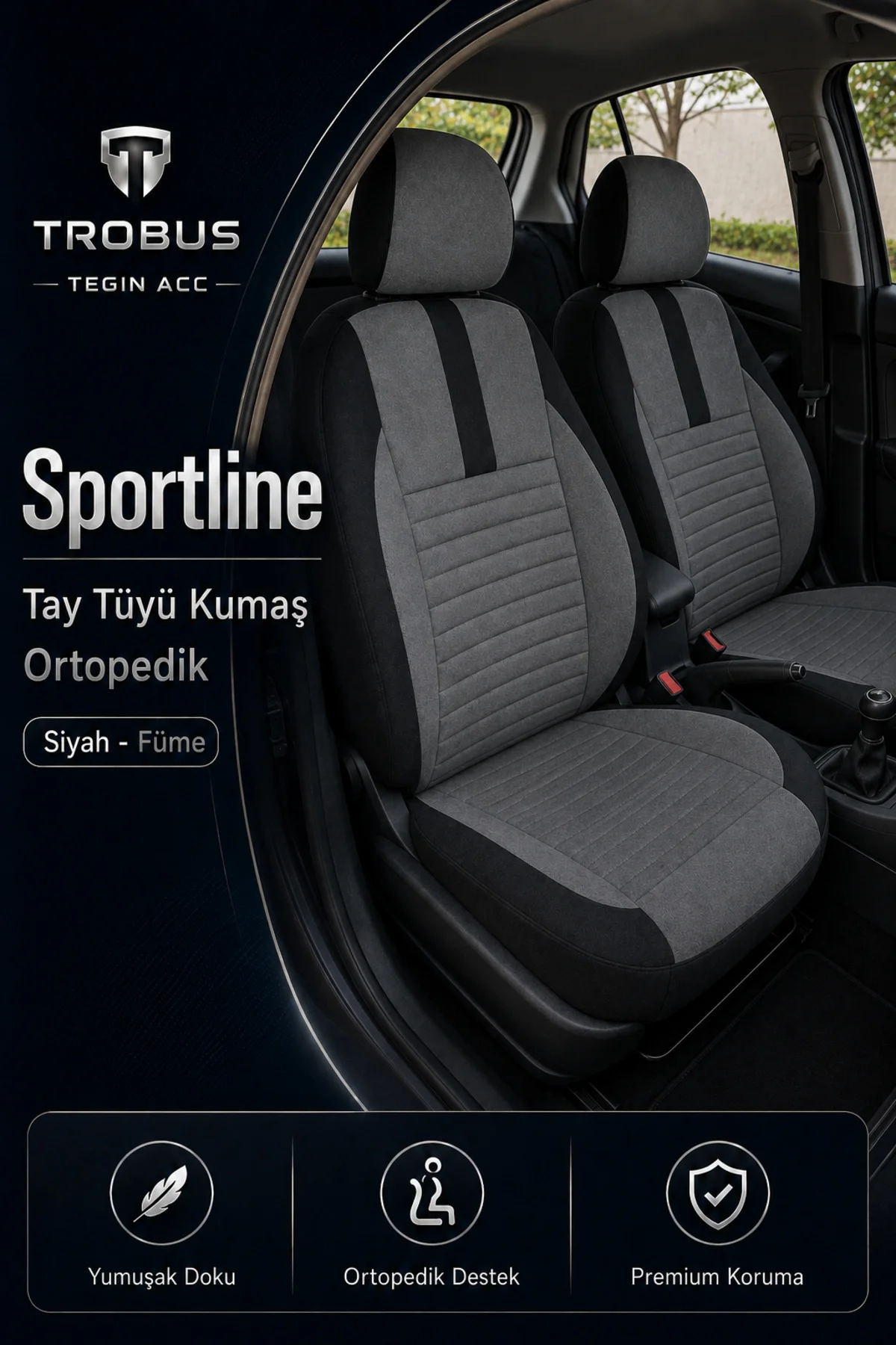 Citroen C4 Cactus 2014-2020 Uyumlu Sportline Serisi Füme Siyah Ortopedik Tay Tüyü Koltuk Kılıfı Fiyatı, Yorumları ve Özellikleri