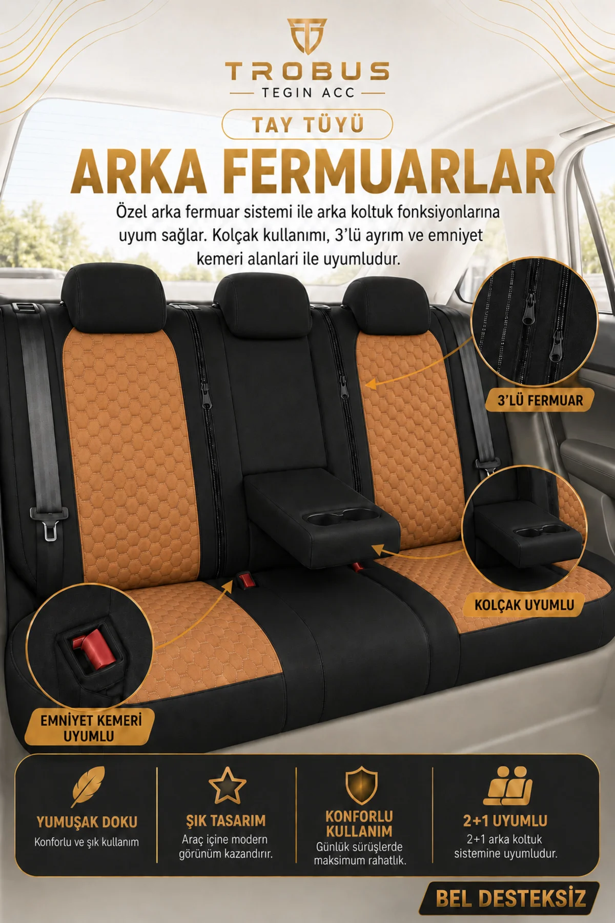 Citroen C4 Cactus 2014-2020 Uyumlu Altay Bel Destekli Tay Tüyü Taba Siyah Koltuk Kılıfı Fiyatı, Yorumları ve Özellikleri