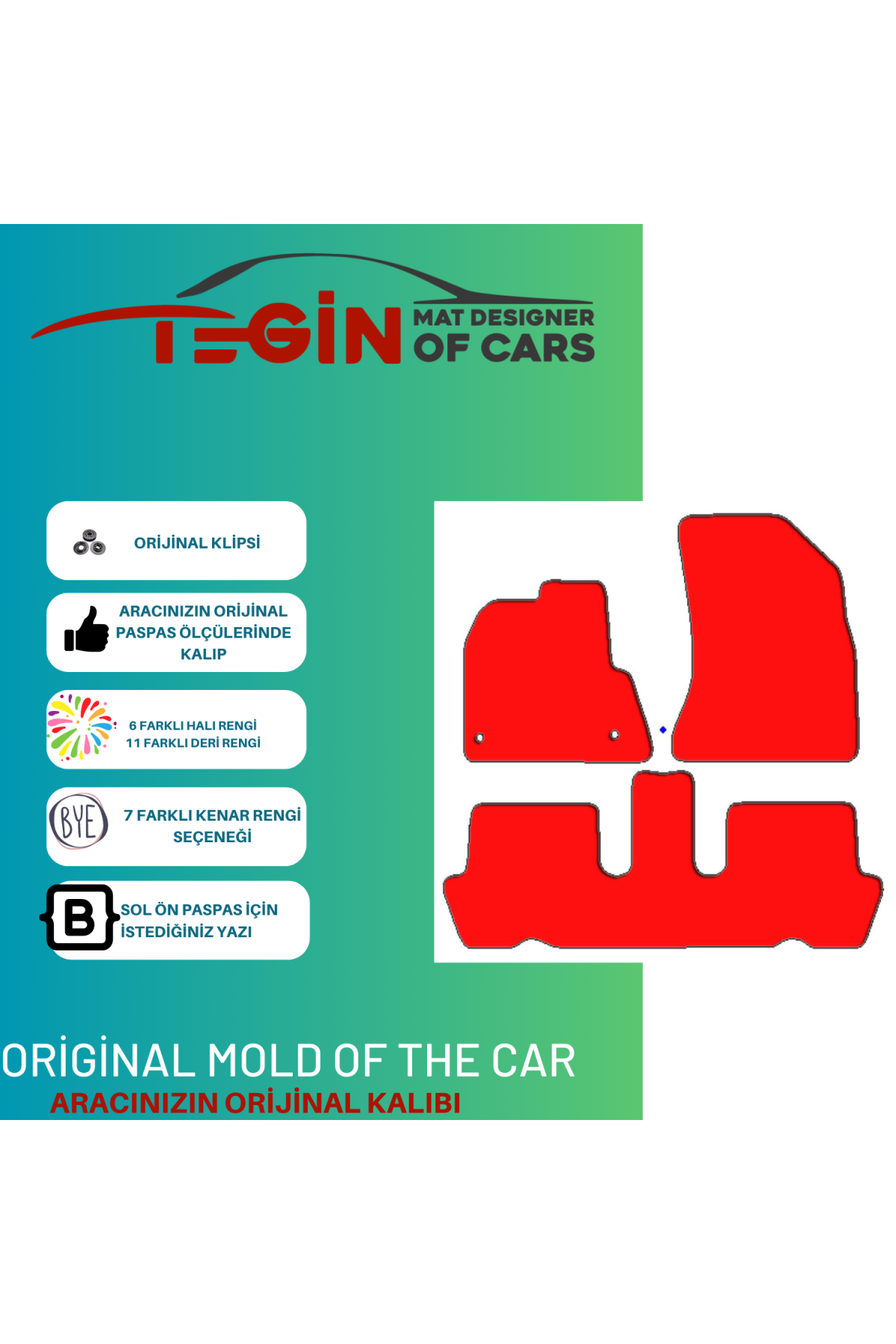 Citroen C4 Picasso 2006-2012 Prime Siyah Deri Siyah Kenar Paspas