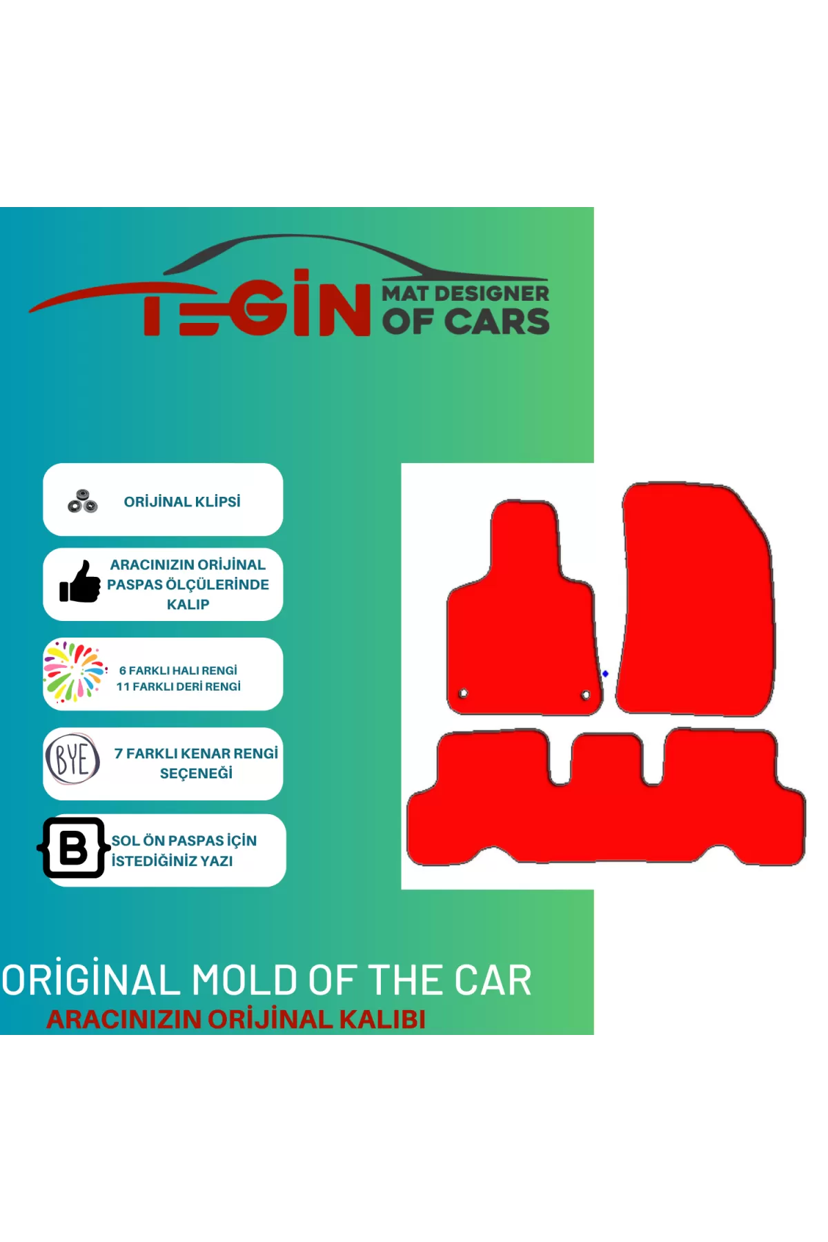 Citroen C4 Picasso 2013 Ve Sonrası Prime Sarı Halı Kırmızı Kenar 