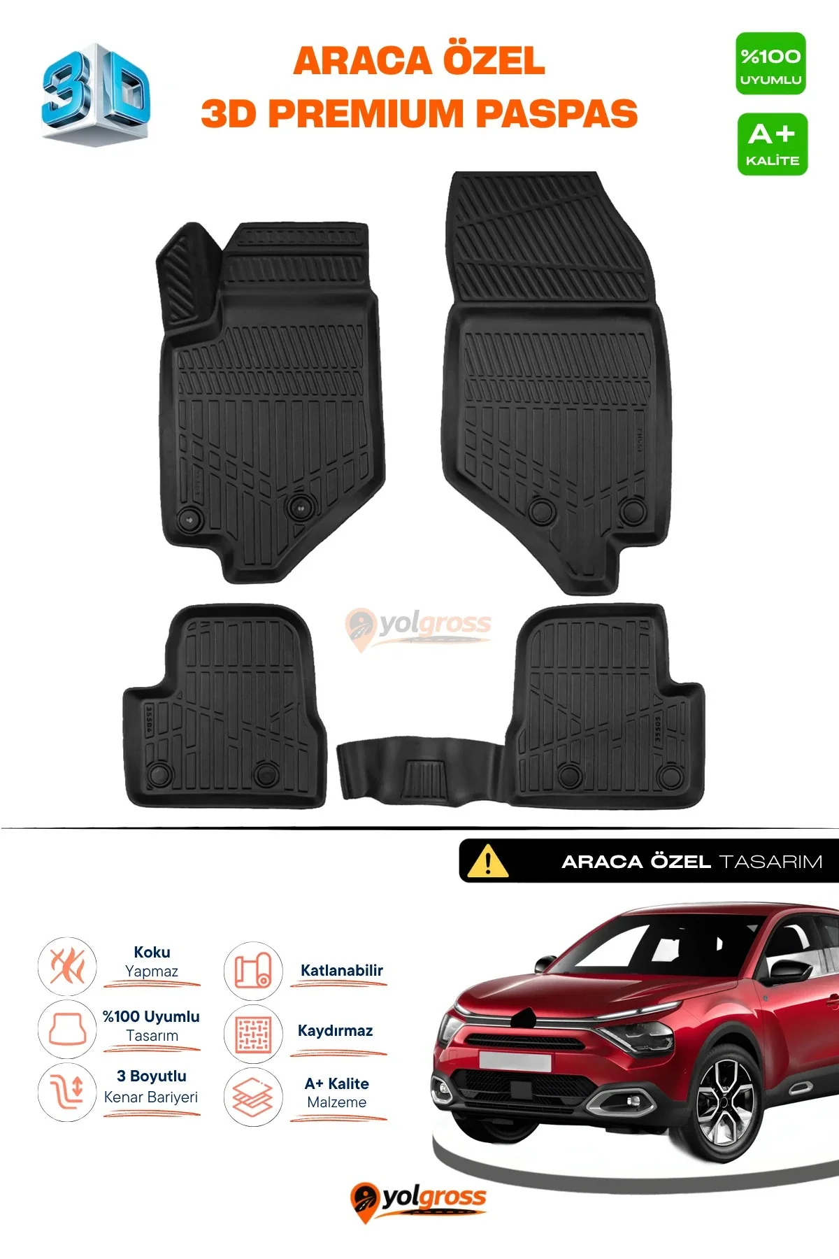 Citroen C4X 3D Pro Havuzlu Paspas 2022 Üzeri A+ Kalite Citroen C4X 3D Pro Havuzlu Paspas 2022 Üzeri A+ Kalite