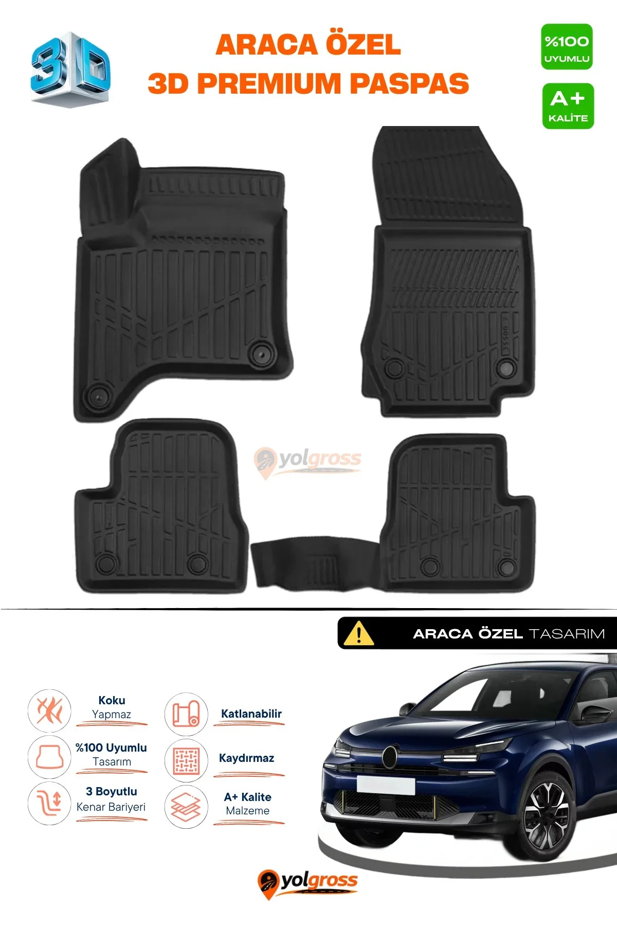 Citroen C4X Hybrid 3D Pro Havuzlu Paspas 2025 Üzeri A+ Kalite Citroen C4X Hybrid 3D Pro Havuzlu Paspas 2025 Üzeri A+ Kalite