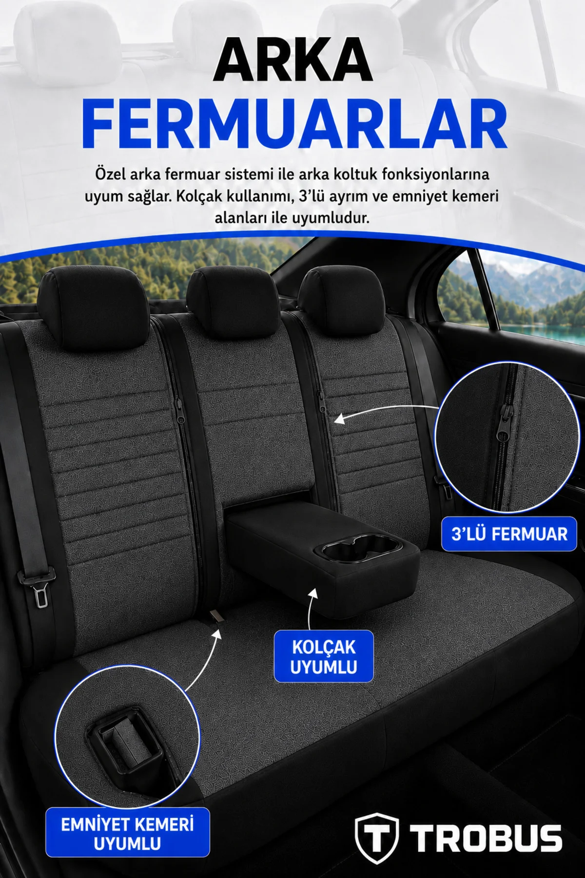 Citroen C5 2008-2017 Uyumlu Levante Serisi Bel Destekli Keten Füme Koltuk Kılıfı