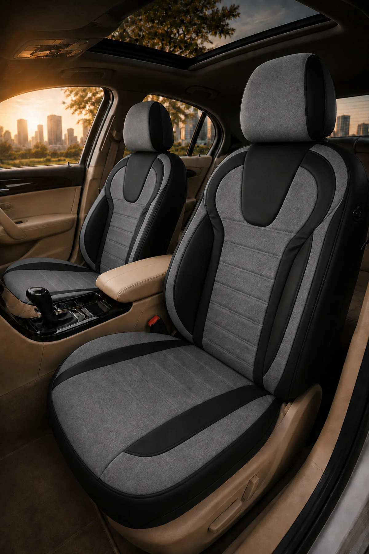 Citroen C5 2008-2017 Uyumlu Monza Serisi Sport Tay Tüyü Kadife Füme Siyah Koltuk Kılıfı Citroen C5 2008-2017 Uyumlu Monza Serisi Sport Tay Tüyü Kadife Füme Siyah Koltuk Kılıfı