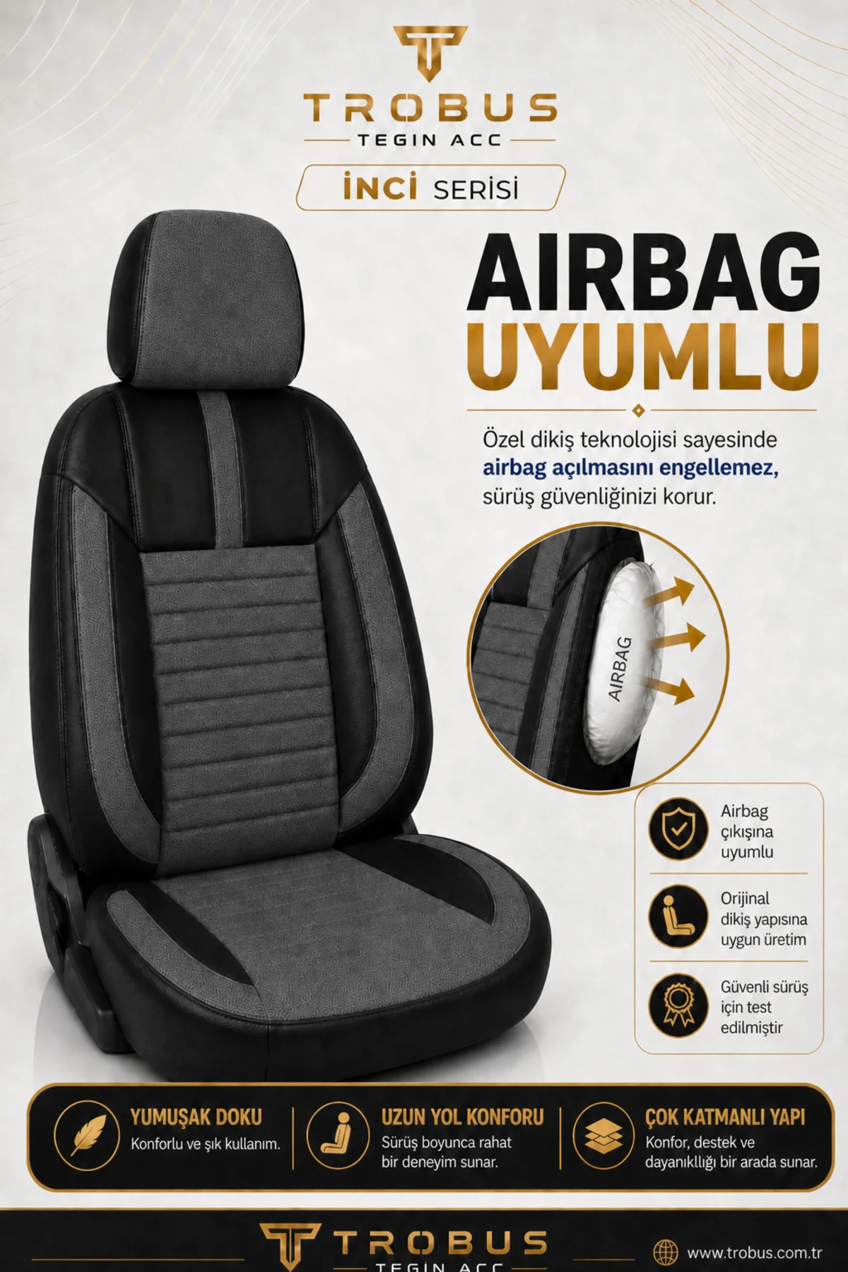 Citroen C5 2008-2017 Uyumlu İnci Serisi Tay Tüyü Füme Siyah Premium Koltuk Kılıfı