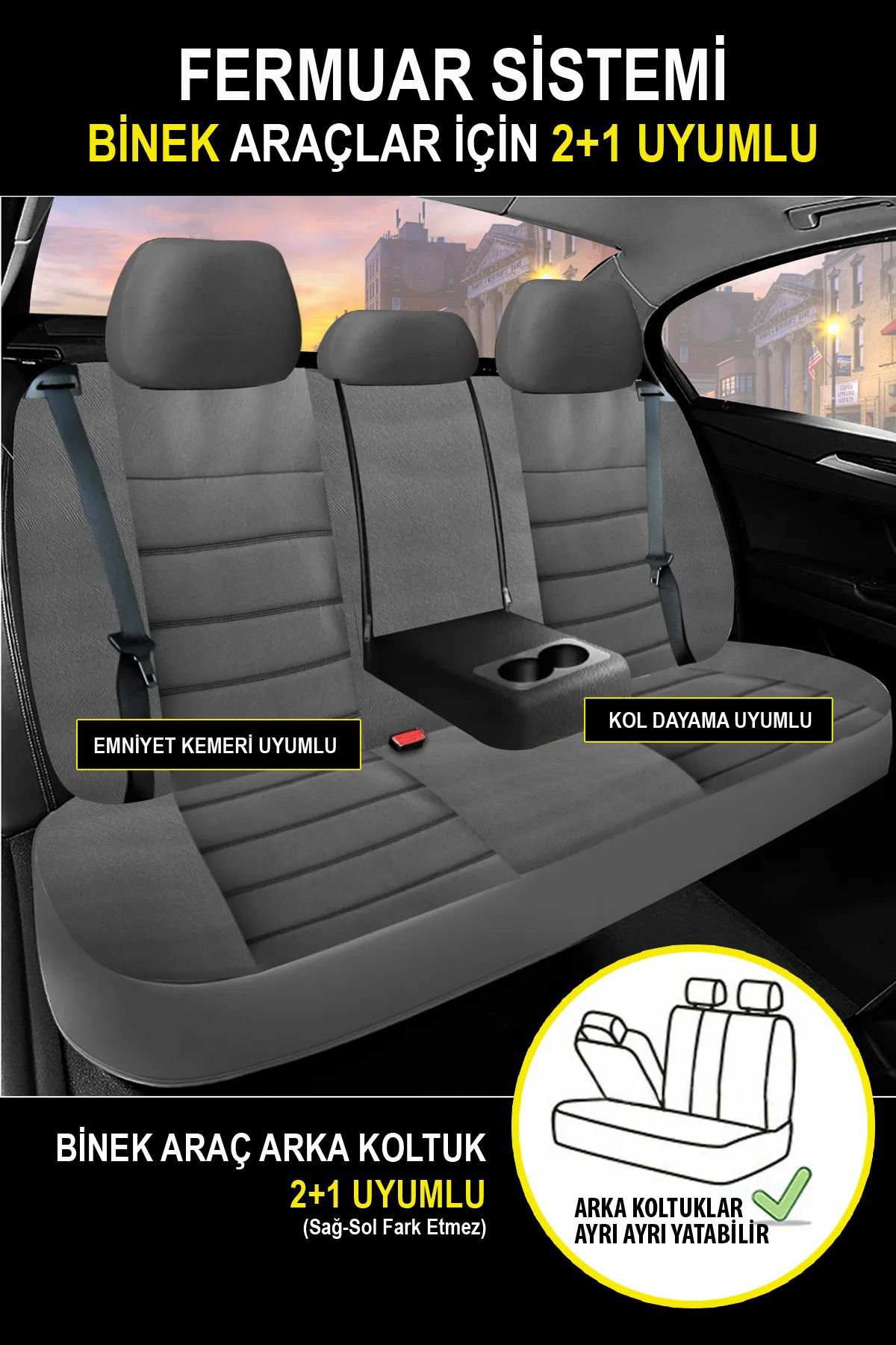 Nice Shop Citroen C5 2008-2017Uyumlu Oto Koltuk Kilifi Mirage Serisi - Füme