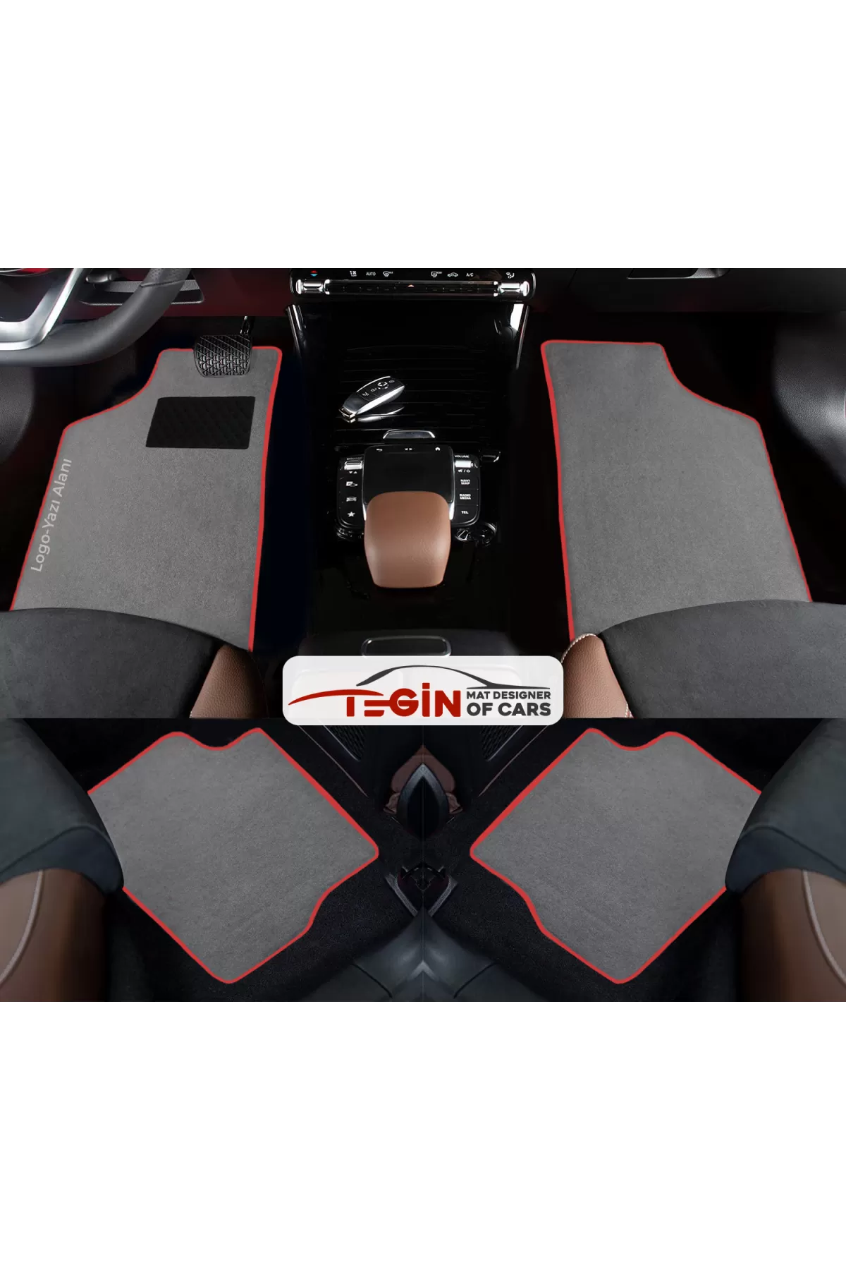 Citroen C5 Aircross Prime Gri Halı Kırmızı Kenar Halı Paspas