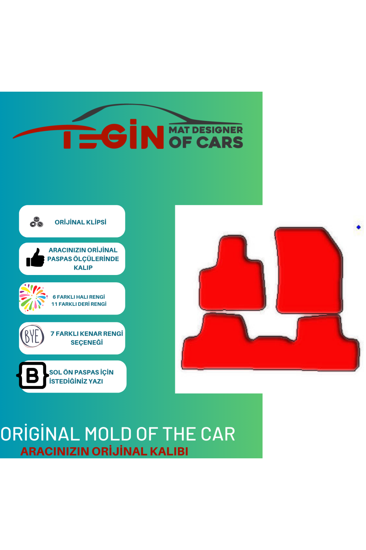 Citroen C5 Aircross Prime Siyah Kırmızı Deri Siyah Kenar Paspas