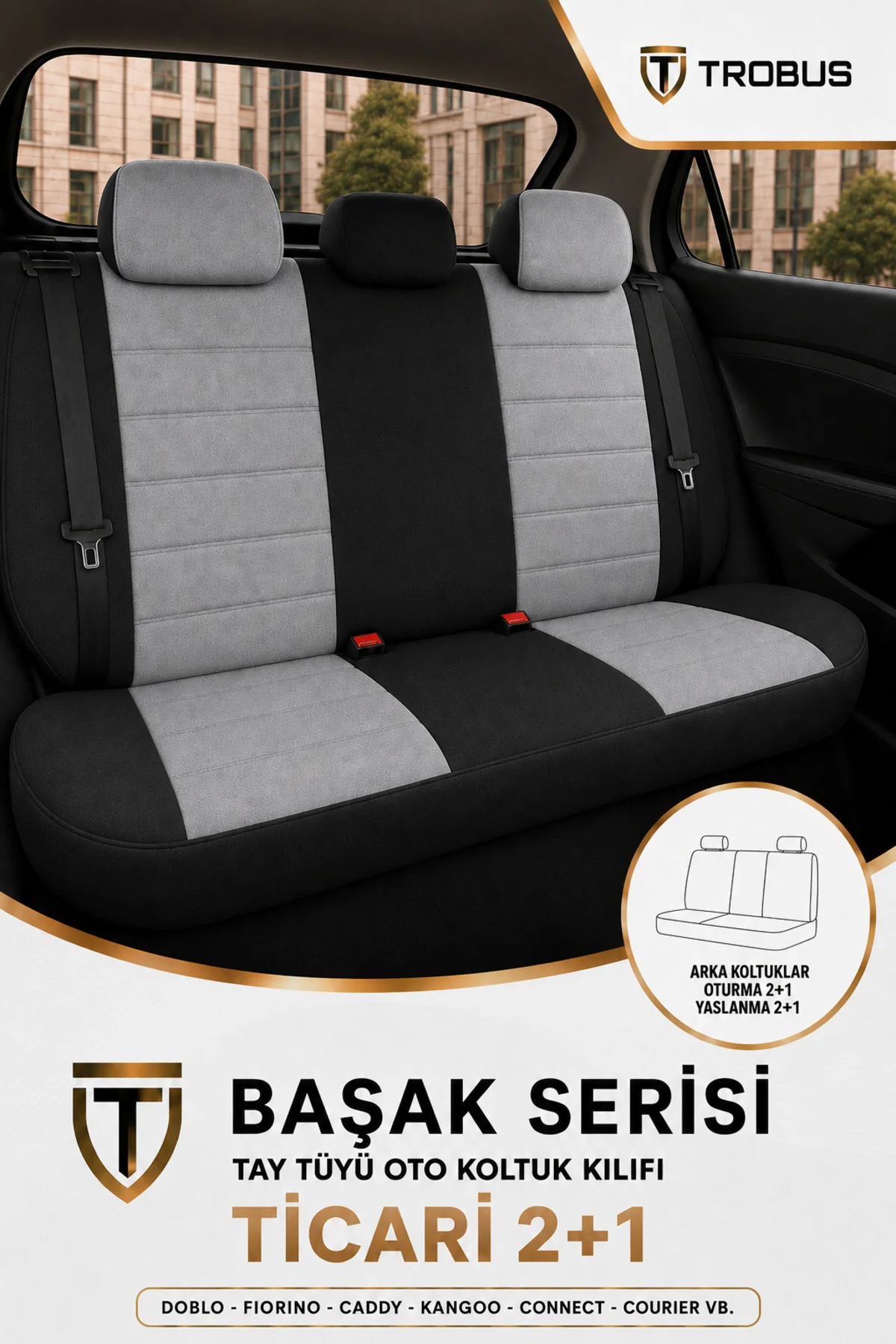 Citroen C5 Oto Koltuk Kılıfı 2009 ve Sonrası Gri Başak Serisi Tay Tüyü 2+1 Ticari