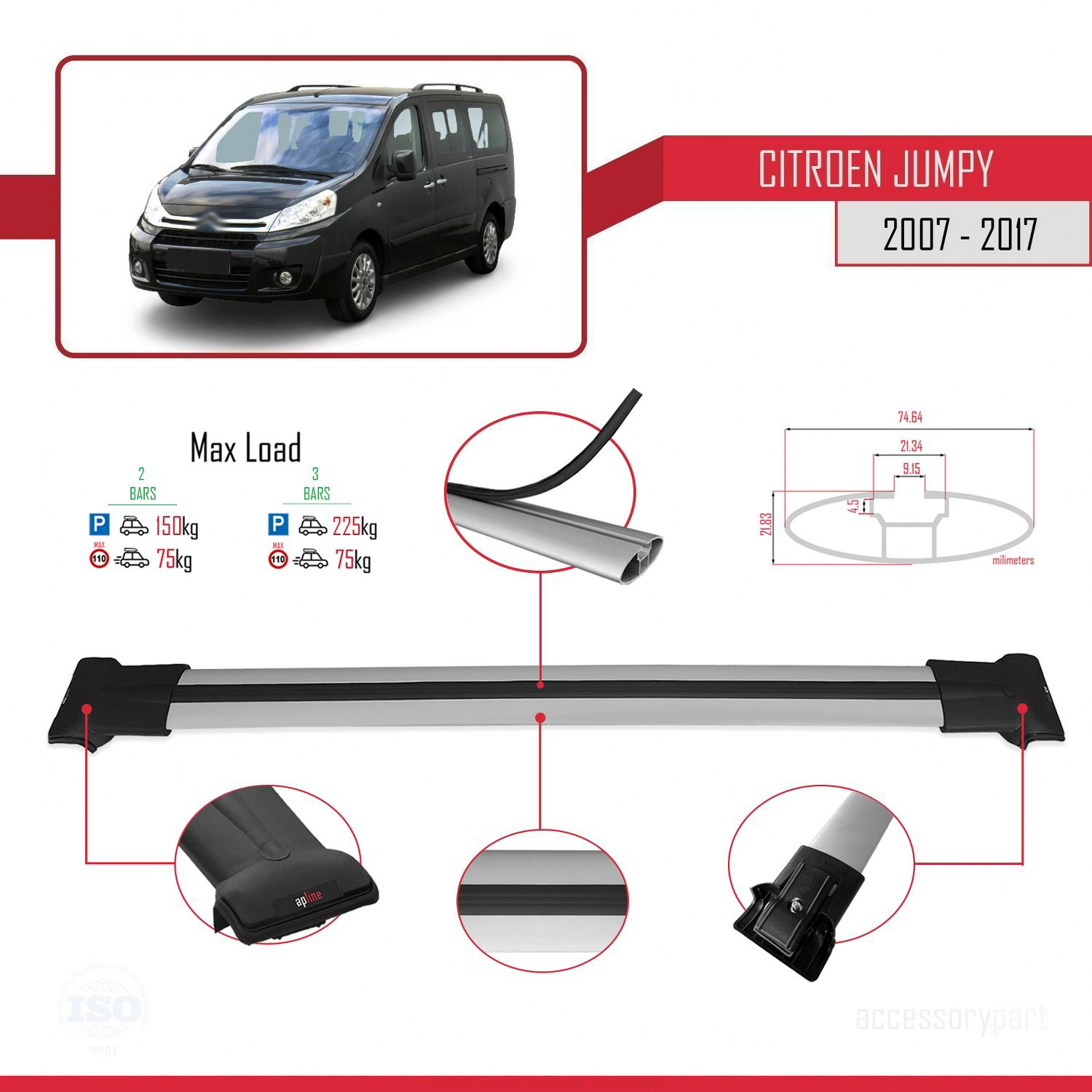 Citroen Jumpy 2007-2017 Arası ile uyumlu FLY Model Ara Atkı Tavan