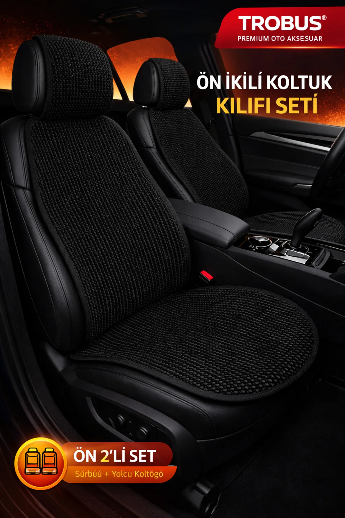 Citroen Nemo 2008-2014 Uyumlu Örme 3 Parça Minder Siyah