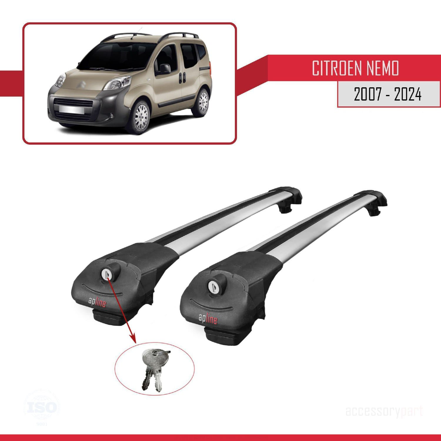 Citroen Nemo 2007 ve Sonrası ile uyumlu ACE-1 Ara Atkı Tavan Barı