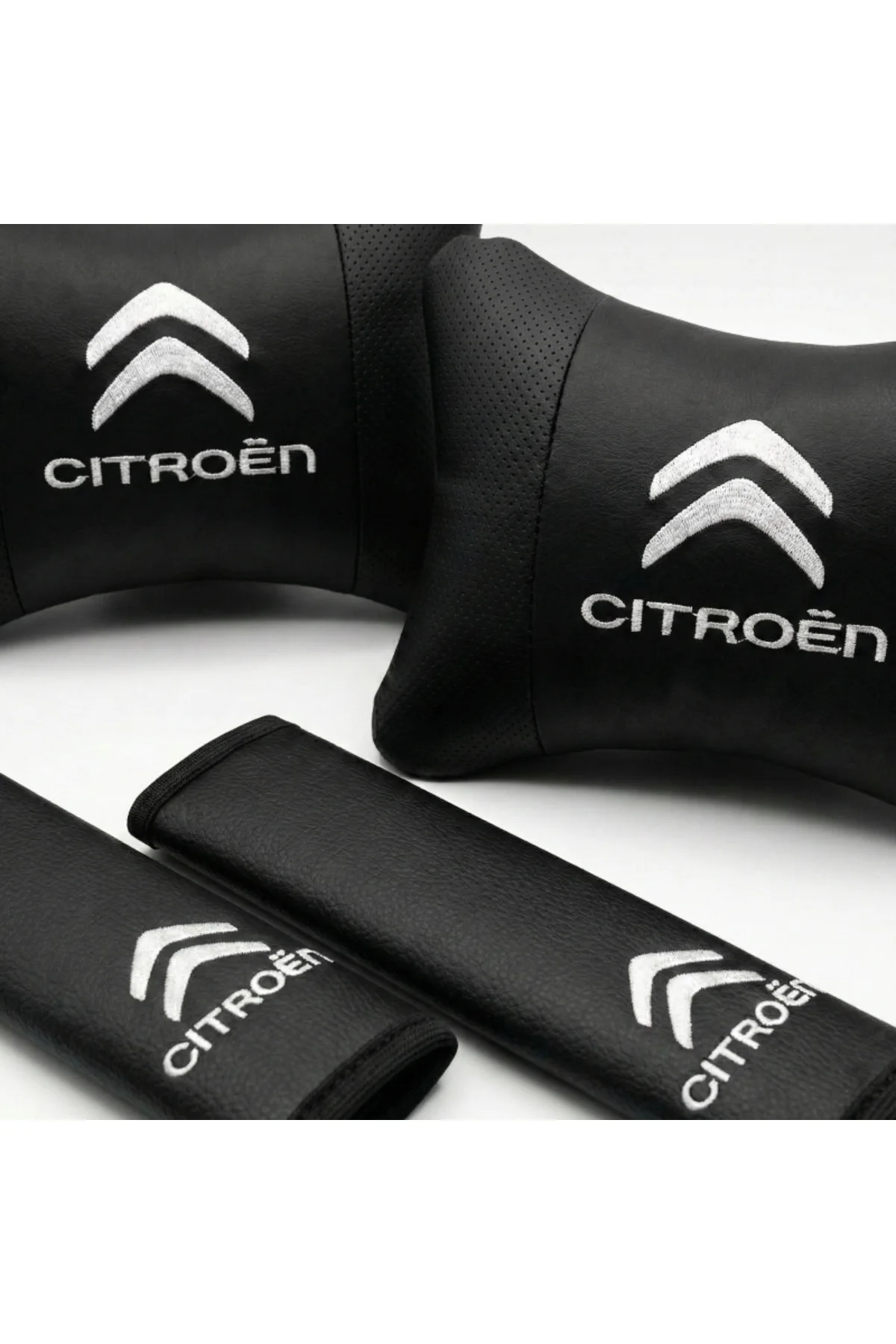 Citroen Papyon Yastık Boyun Yastığı + Beyaz Logo Emniyet Kemeri Kılıfı Takım - Görsel 2