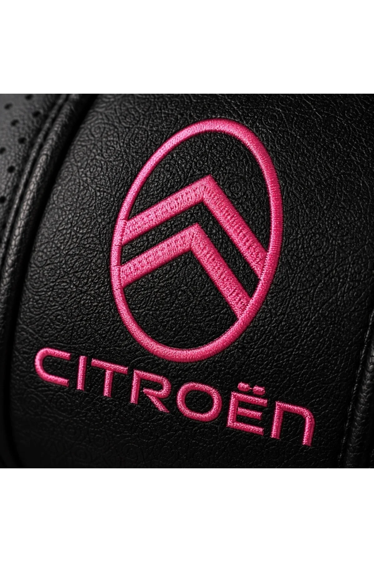 Cıtroen Pink Serisi 2’li Boyun Yastığı + 2’li Emniyet Kemer Pedi Seti Siyah Pembe Nakışlı - Görsel 2