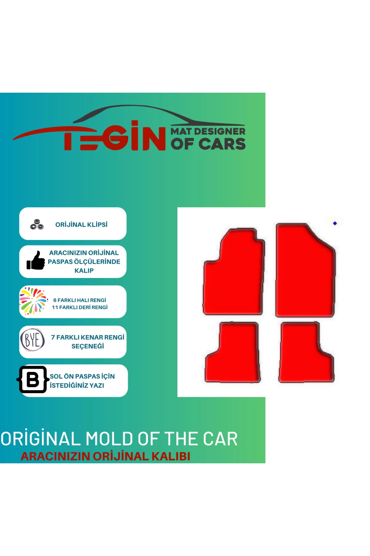 Citroen Xsara 1997-2006 Prime Kırmızı Halı Gri Kenar Halı Paspas
