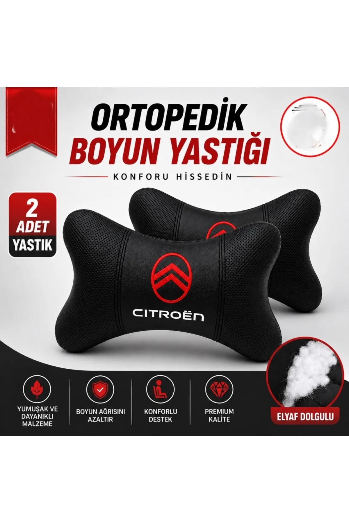 Citroen Yeni logo Oto Boyun Yastığı Kırmızı 2 Ad Citroen Yeni logo Oto Boyun Yastığı Kırmızı 2 Ad