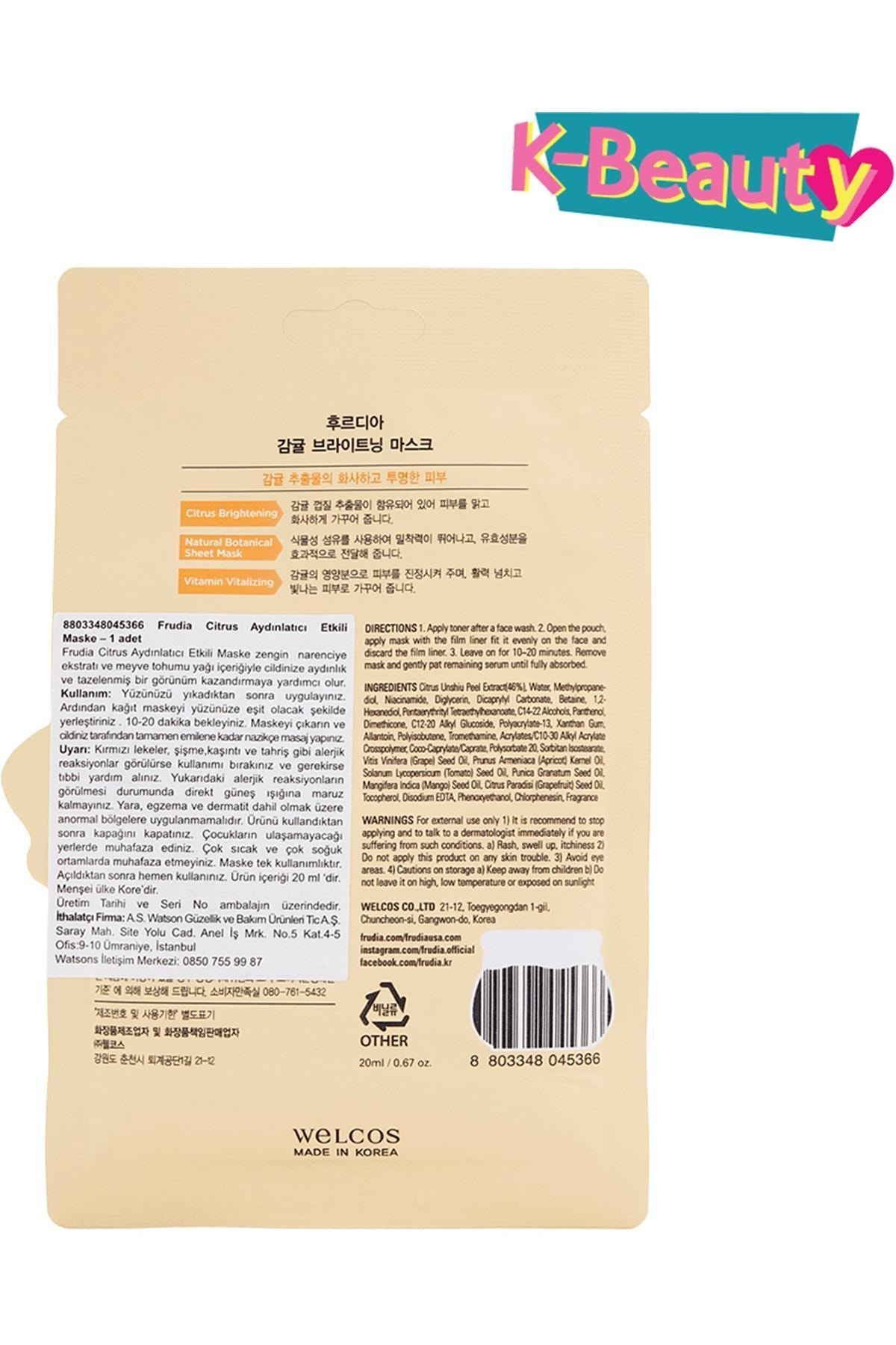 Citrus Yüz Maskesi Aydınlatıcı 1 Adet